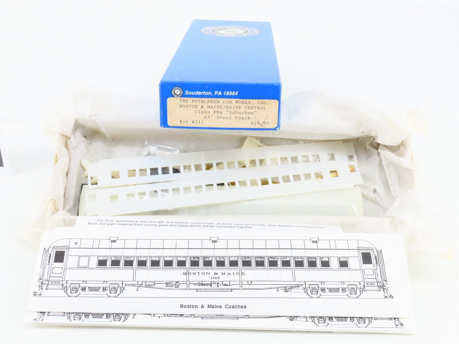 HO Scale Bethlehem Car Works 211 63' Coach Unbuilt Kit