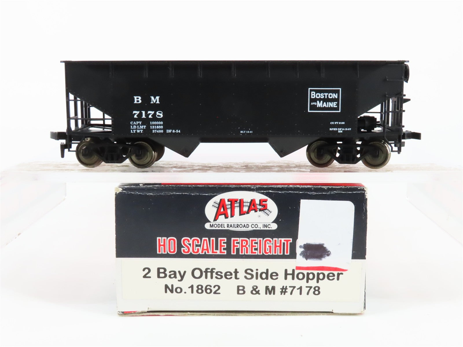 HO Scale Atlas 1862 BM Boston & Maine 2-Bay Offset Side Hopper 7178 RTR
