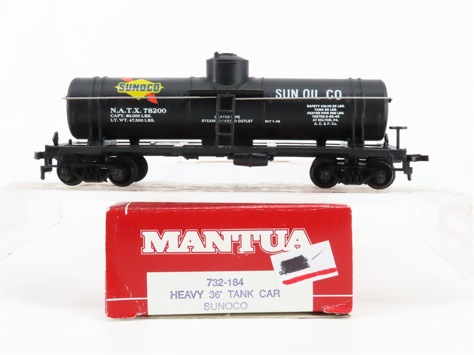HO Scale Mantua 732-184 NATX Sun Oil Co. 36' Tank Car 78200 RTR