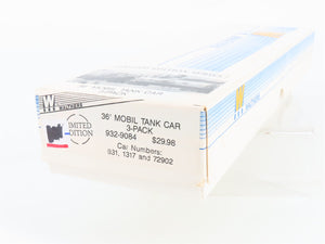 HO Scale Walthers 932-9084 Mobilgas 36' Tank Car 3-Pack 831, 1317 Unbuilt Kit