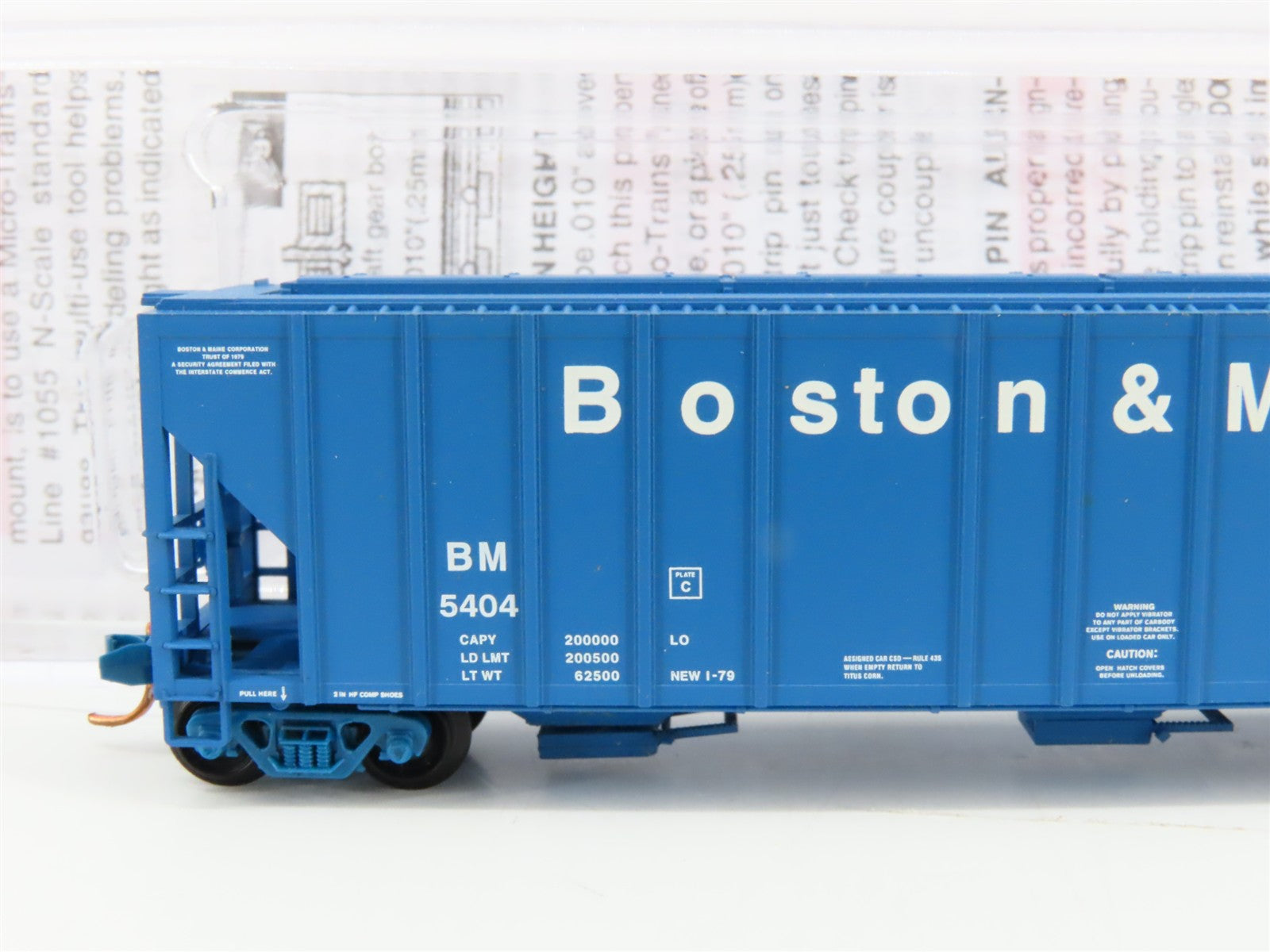 N Scale Micro-Trains MTL 09900060 B&M Boston & Maine 3-Bay Covered Hopper 5404
