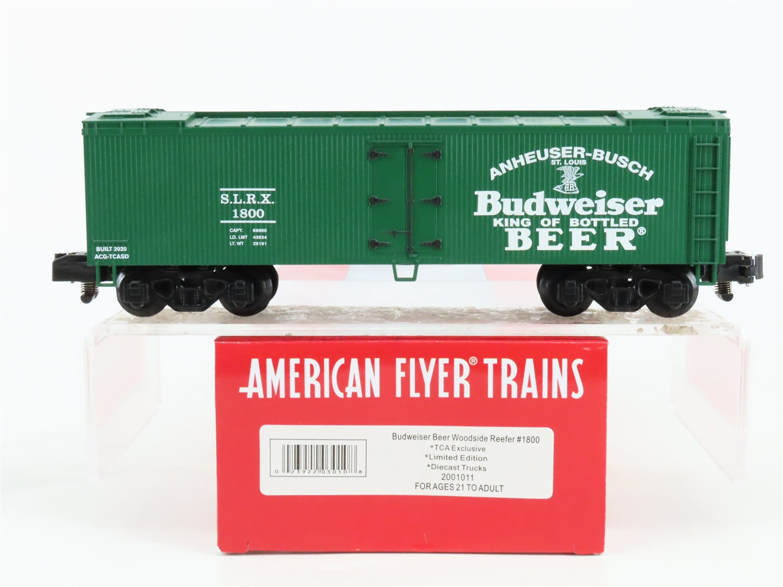 S Scale Lionel 2001011 SLRX Anheuser-Busch Woodside Reefer 1800 RTR