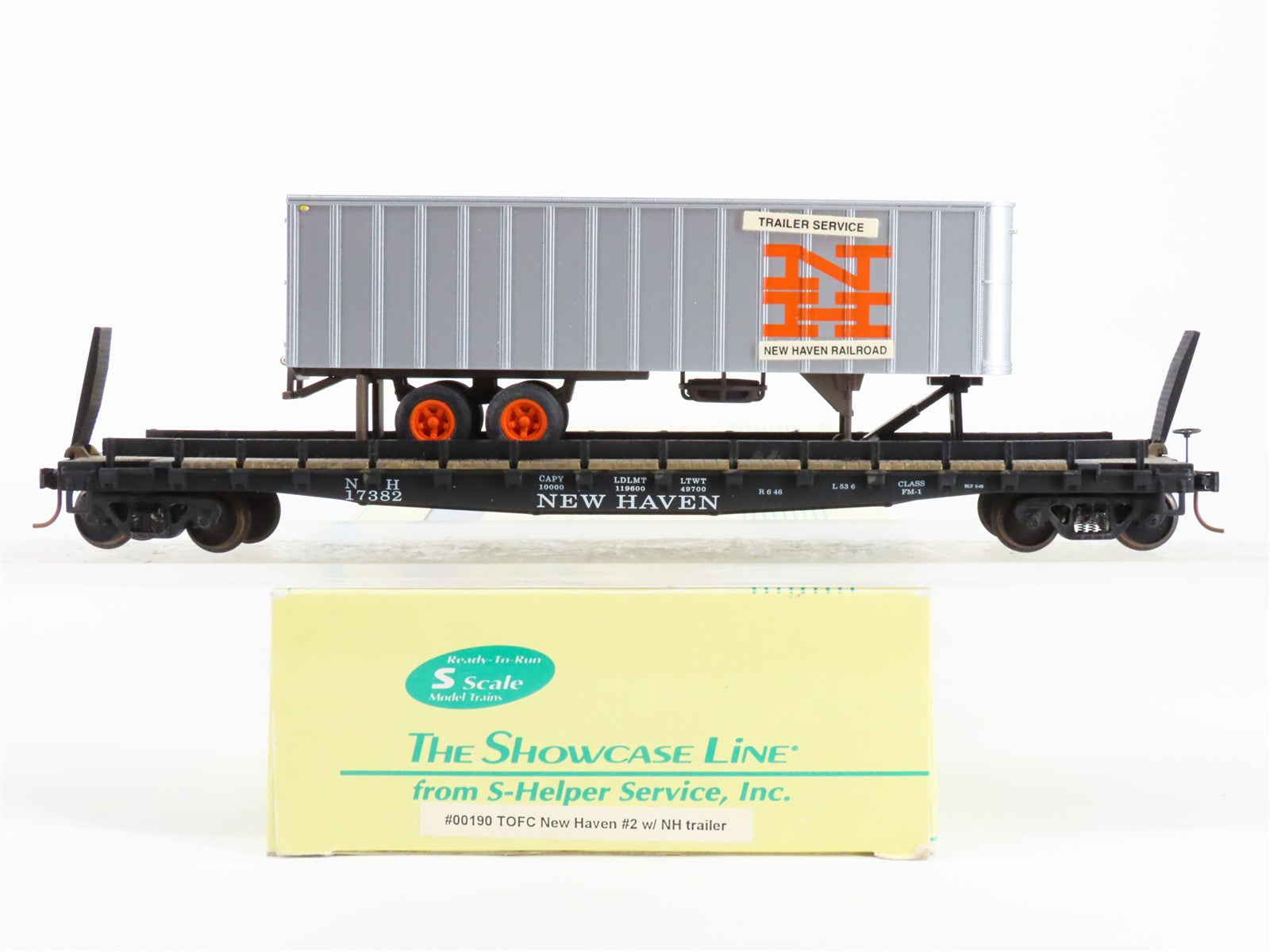 S Scale S-Helper Service 00190 NH New Haven TOFC Flat Car w/ Trailer 17382 RTR