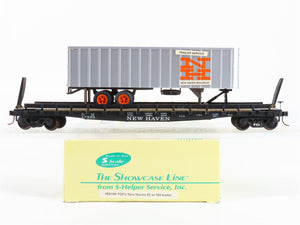 S Scale S-Helper Service 00190 NH New Haven TOFC Flat Car w/ Trailer 17382 RTR
