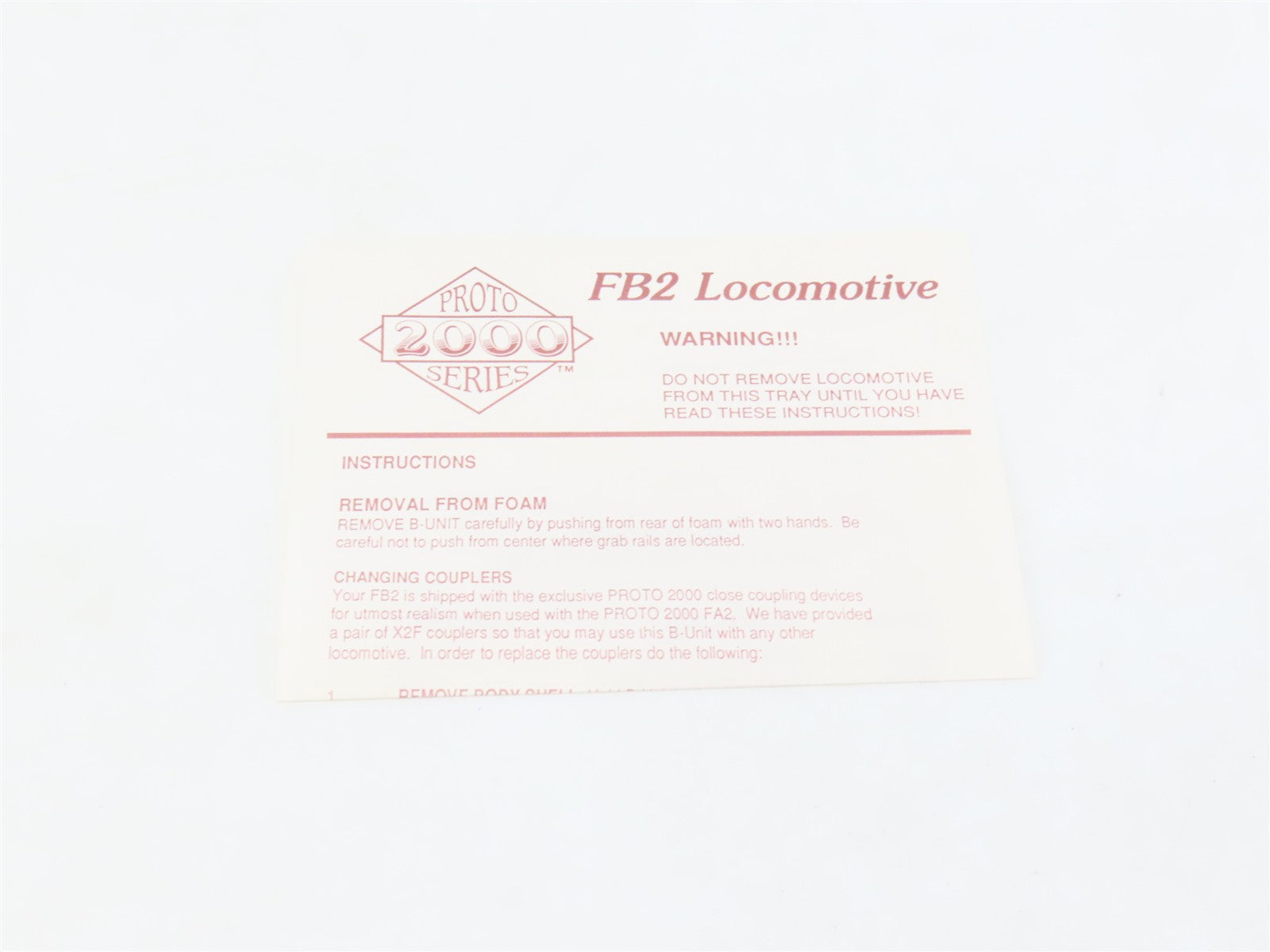 HO Scale Proto 2000 8393 Undecorated FB2 Diesel Locomotive UNPOWERED