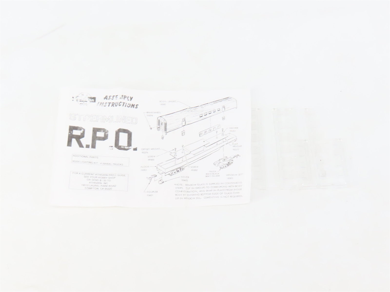 HO Scale Athearn 1800 Undecorated RPO Passenger Car