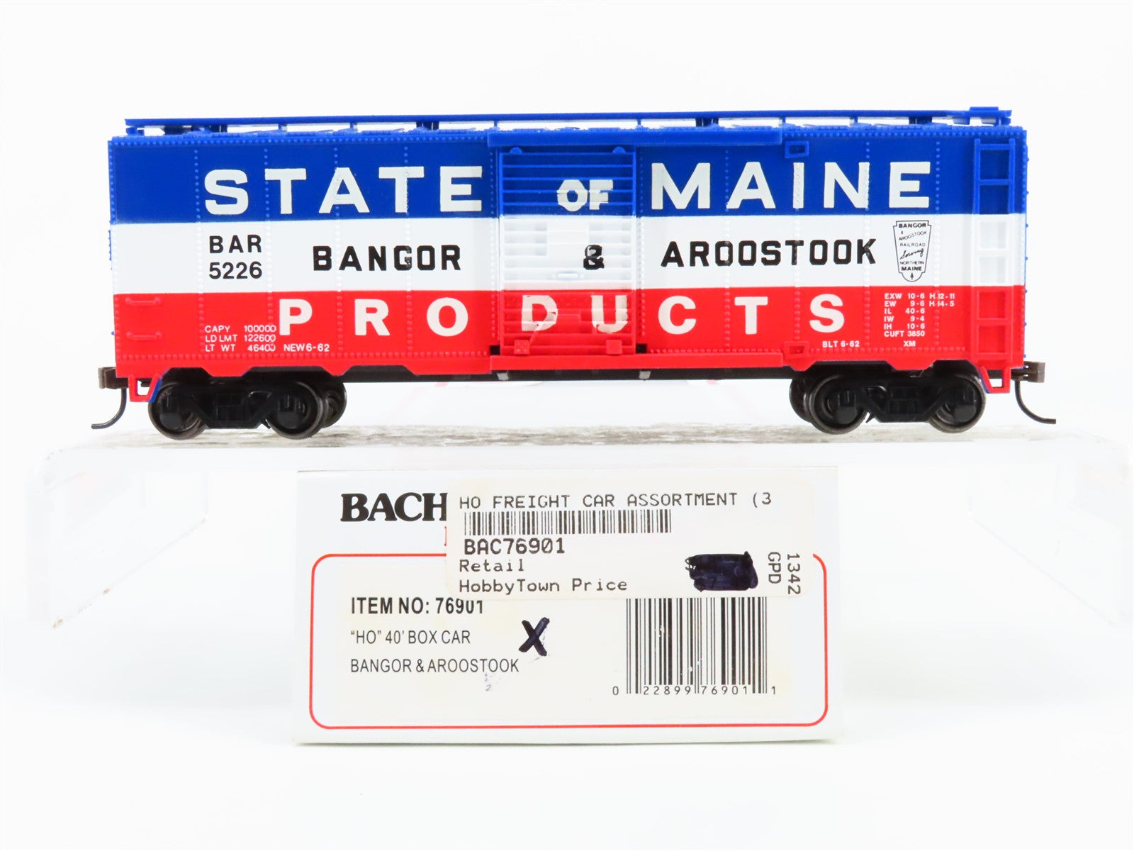 HO Scale Bachmann 76901 BAR State Of Maine 40' Single Door Box Car #5226