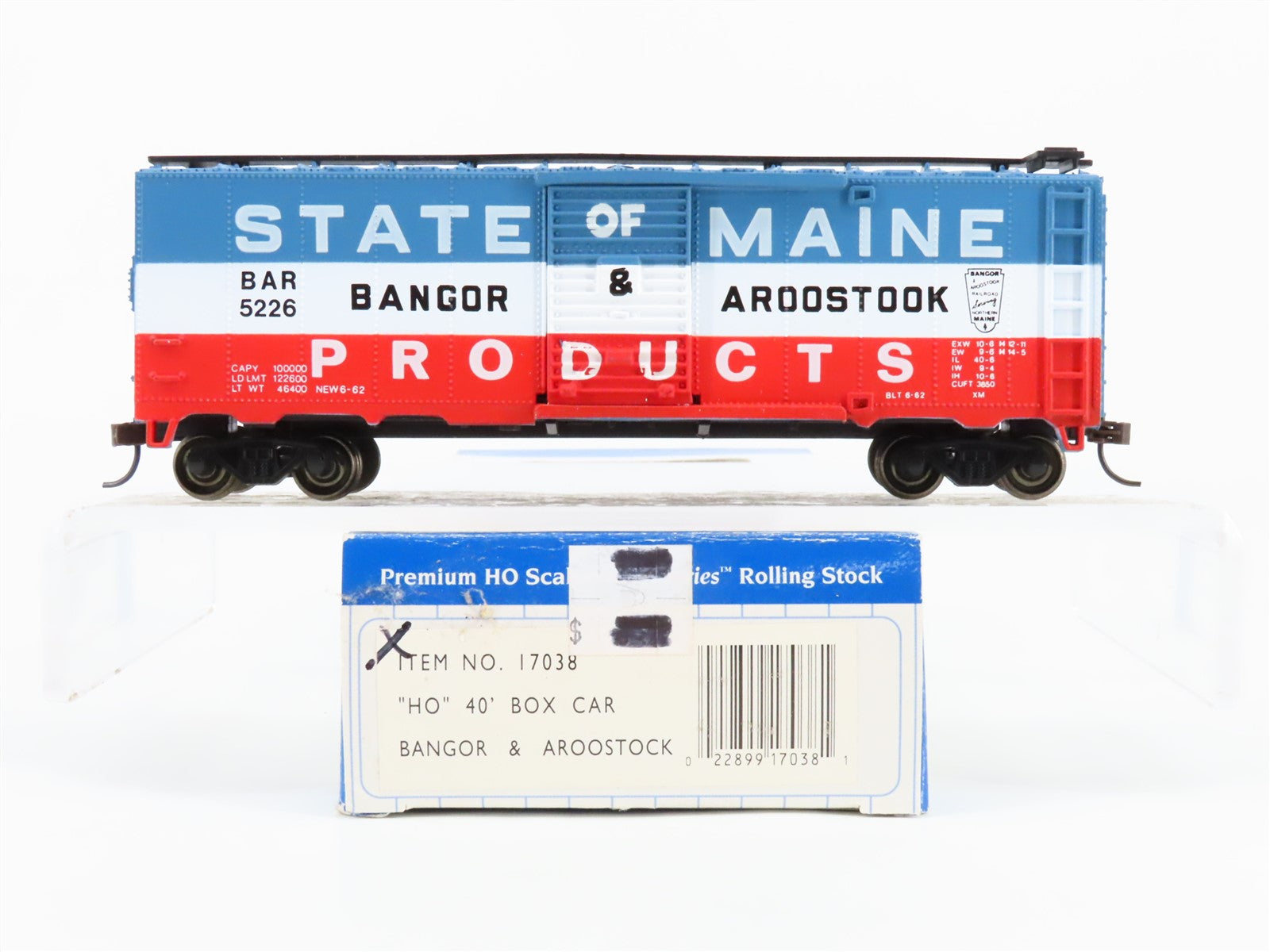 HO Scale Bachmann Silver Series 17038 BAR State Of Maine 40' Box Car #5226