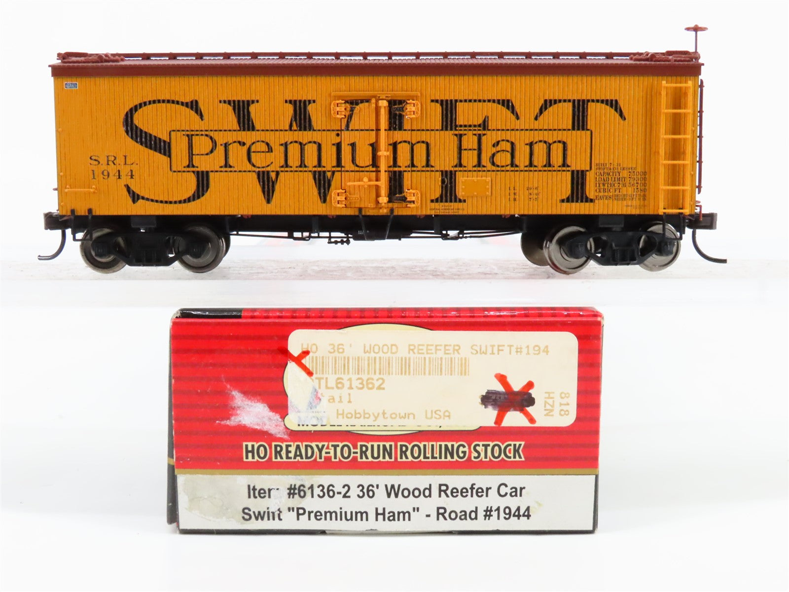 HO Scale Atlas Steam Era Classics 6136-2 SRL Swift Premium Ham 36' Reefer #1944