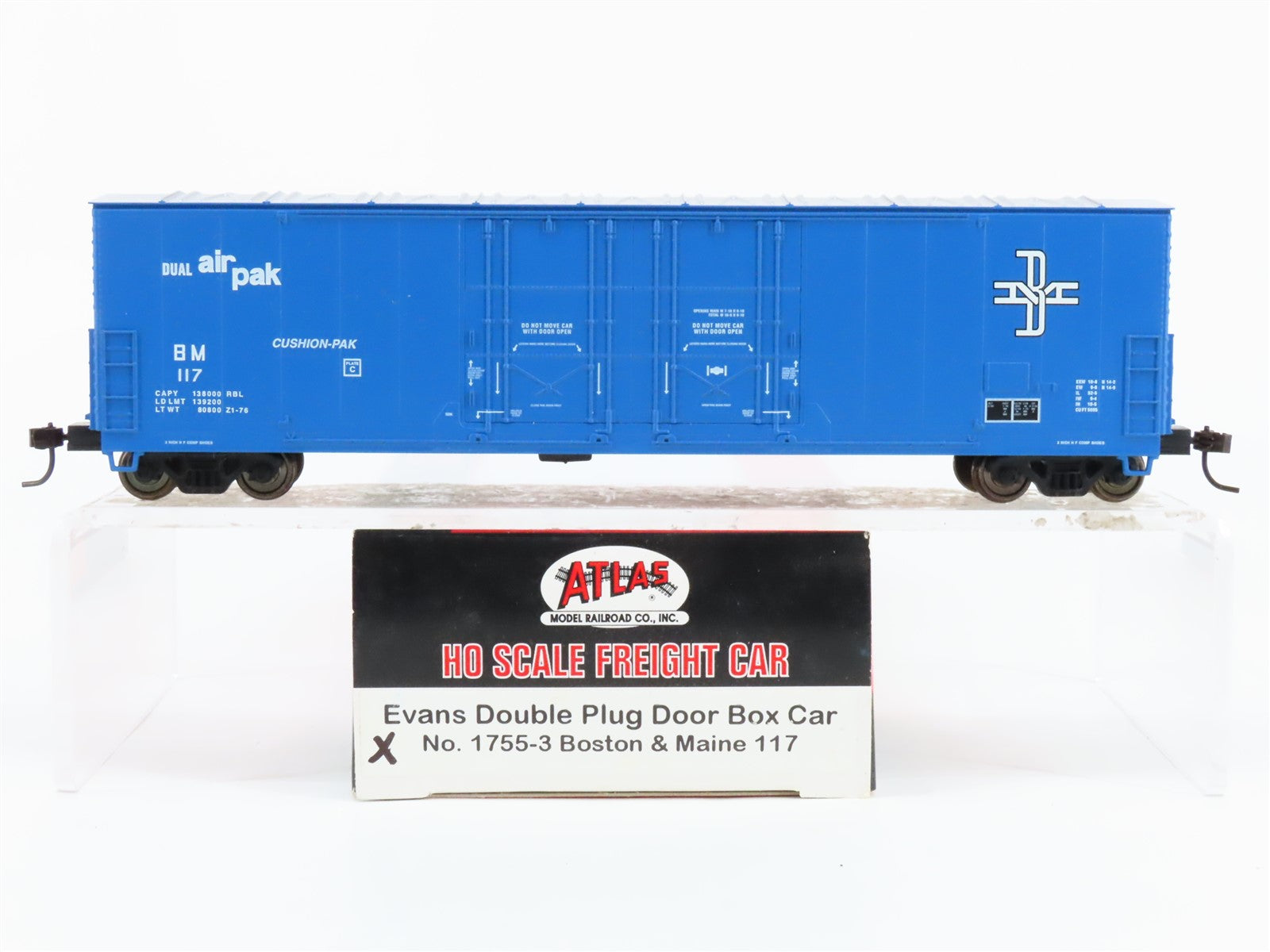 HO Scale Atlas 1755-3 BM Boston & Maine Evans Double Plug Door Box Car #117