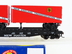 HO Scale Athearn 92368 NH New Haven 50' Flat Car #17211 w/ Two 25' Van Trailers