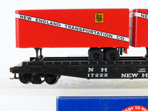 HO Scale Athearn 72368 NH New Haven 50' Flat Car #17222 w/ Two 25' Van Trailers