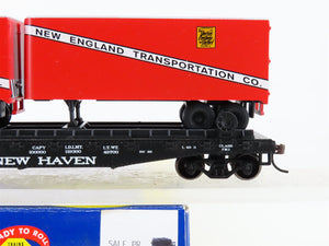 HO Scale Athearn 72368 NH New Haven 50' Flat Car #17222 w/ Two 25' Van Trailers