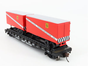 HO Scale Athearn 72368 NH New Haven 50' Flat Car #17222 w/ Two 25' Van Trailers