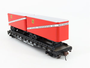 HO Scale Athearn 72368 NH New Haven 50' Flat Car #17222 w/ Two 25' Van Trailers