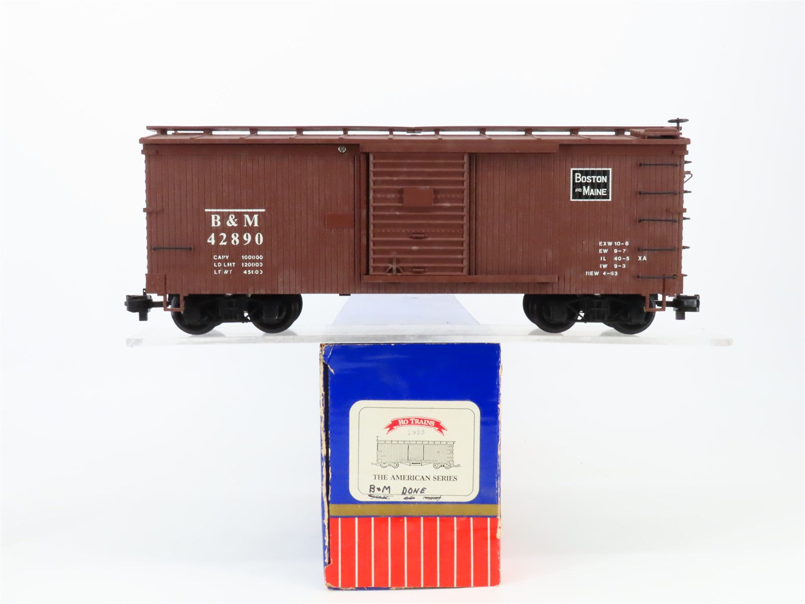 G Scale Charles RO Trains B&M Boston & Maine 40' Box Car 42890 RTR