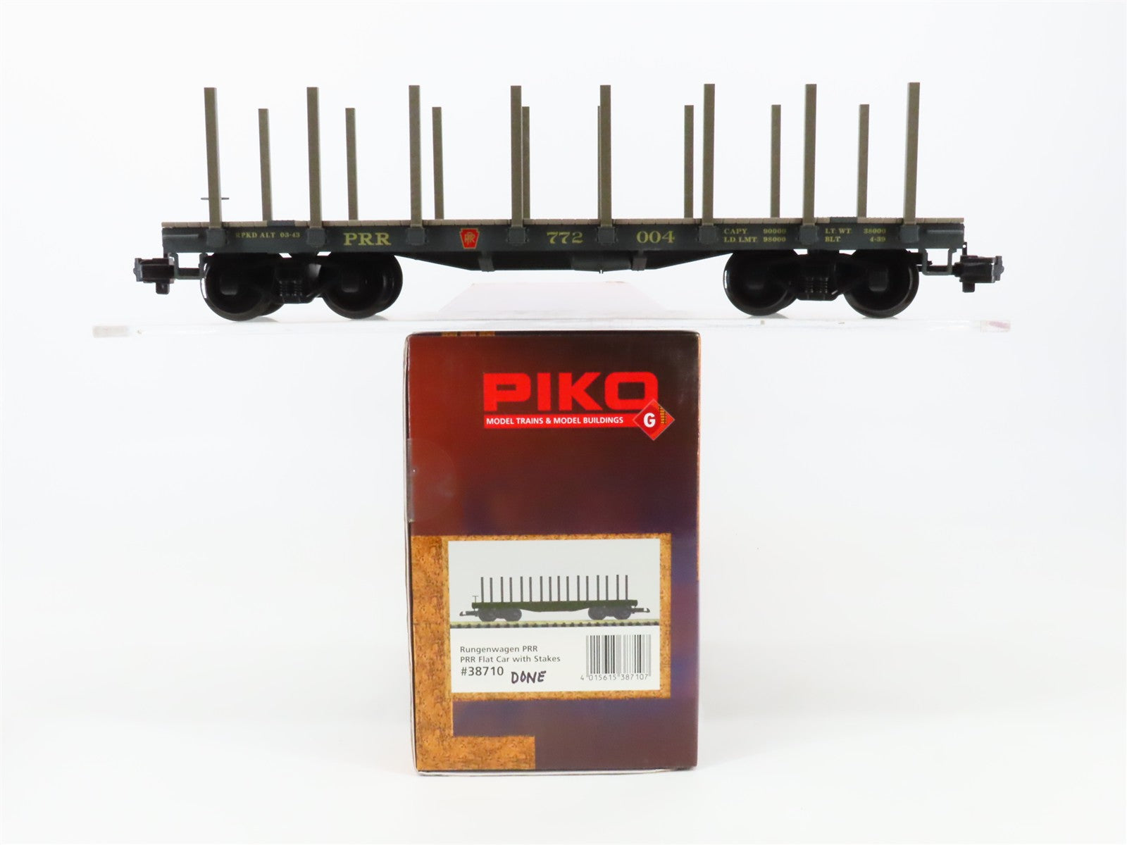 G Scale PIKO 38710 PRR Pennsylvania Flat Car with Stakes 772004 RTR