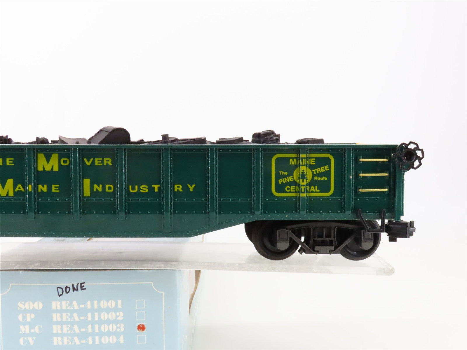 G Scale REA REA-41003 MEC Maine Central Pine Tree Gondola 41003 w/ Load RTR