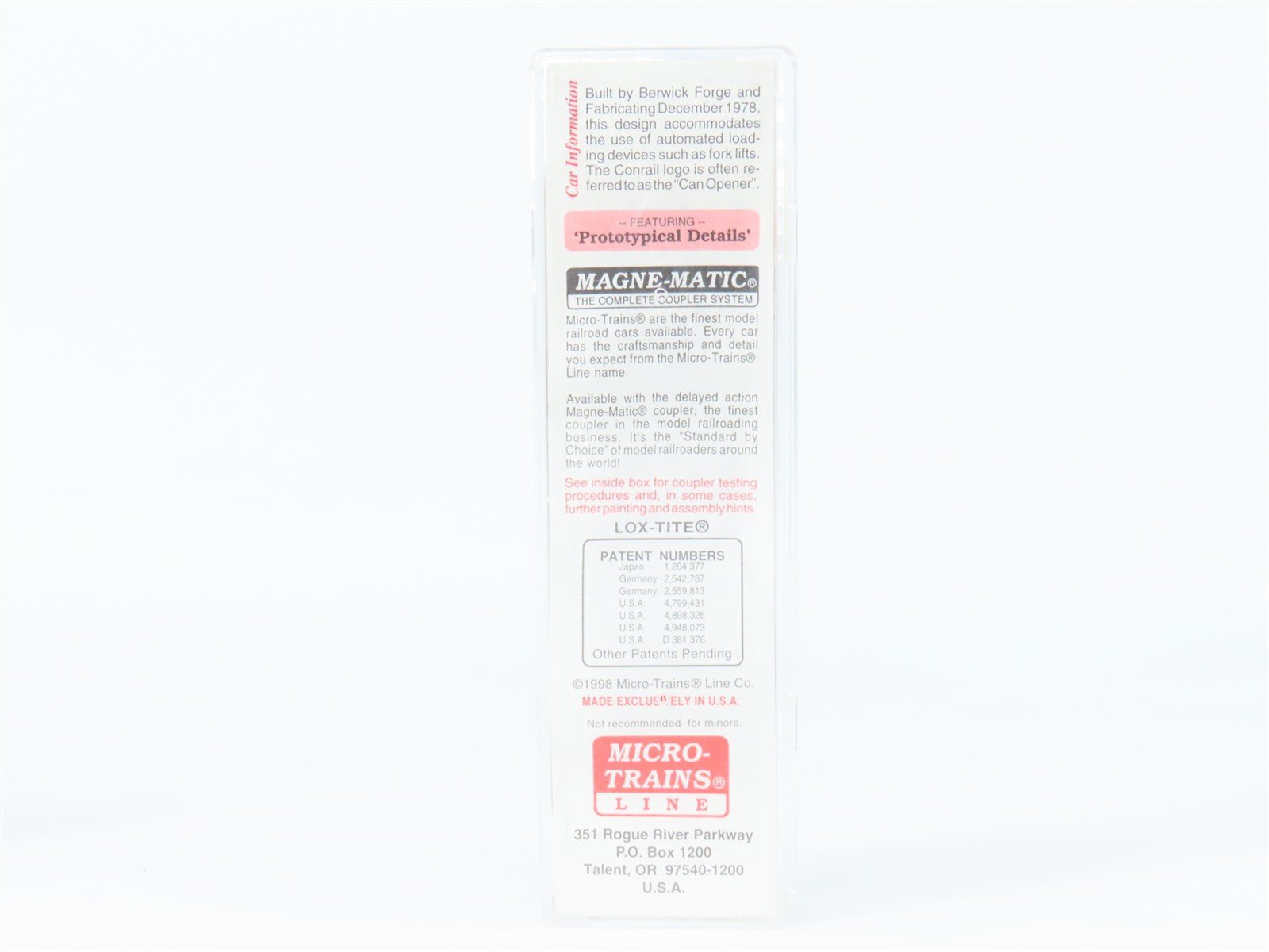 N Scale Micro-Trains 103020 CR Conrail 60' Box Car 223435 RTR