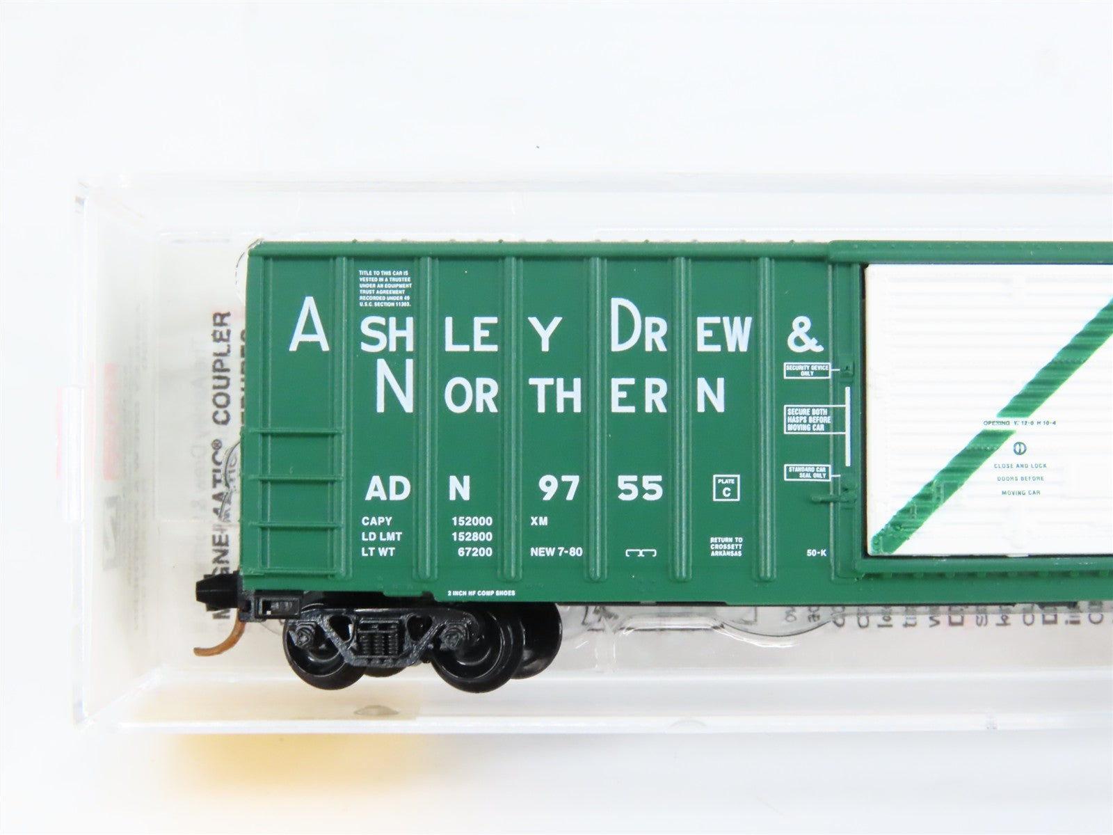 N Scale Micro-Trains MTL 25590 ADN Ashley Drew & Northern 50' Box Car 9755 RTR