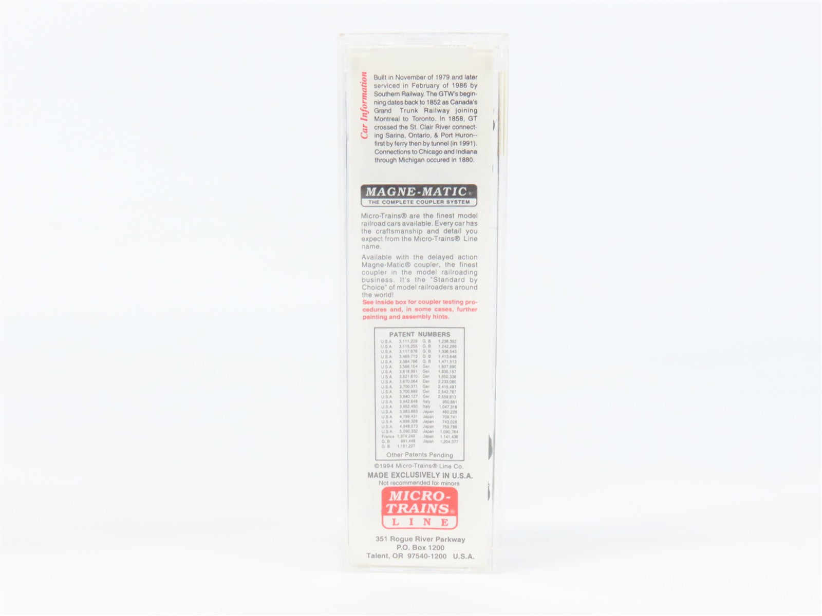 N Scale Micro-Trains MTL 27220 GTW Grand Trunk Western Box Car 598093 RTR