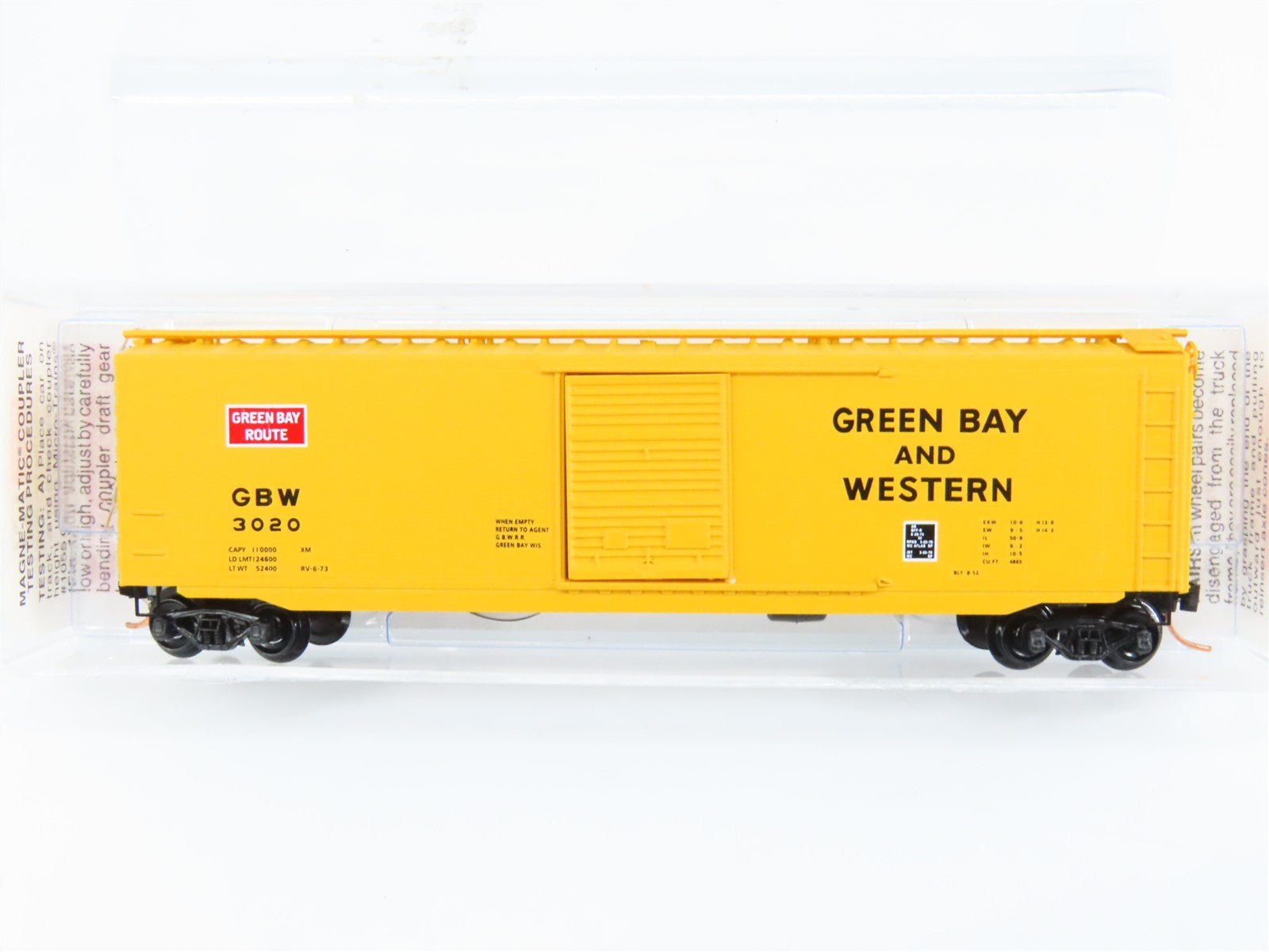 N Scale Micro-Trains MTL 31130 GBW Green Bay & Western 50' Box Car 3020 RTR
