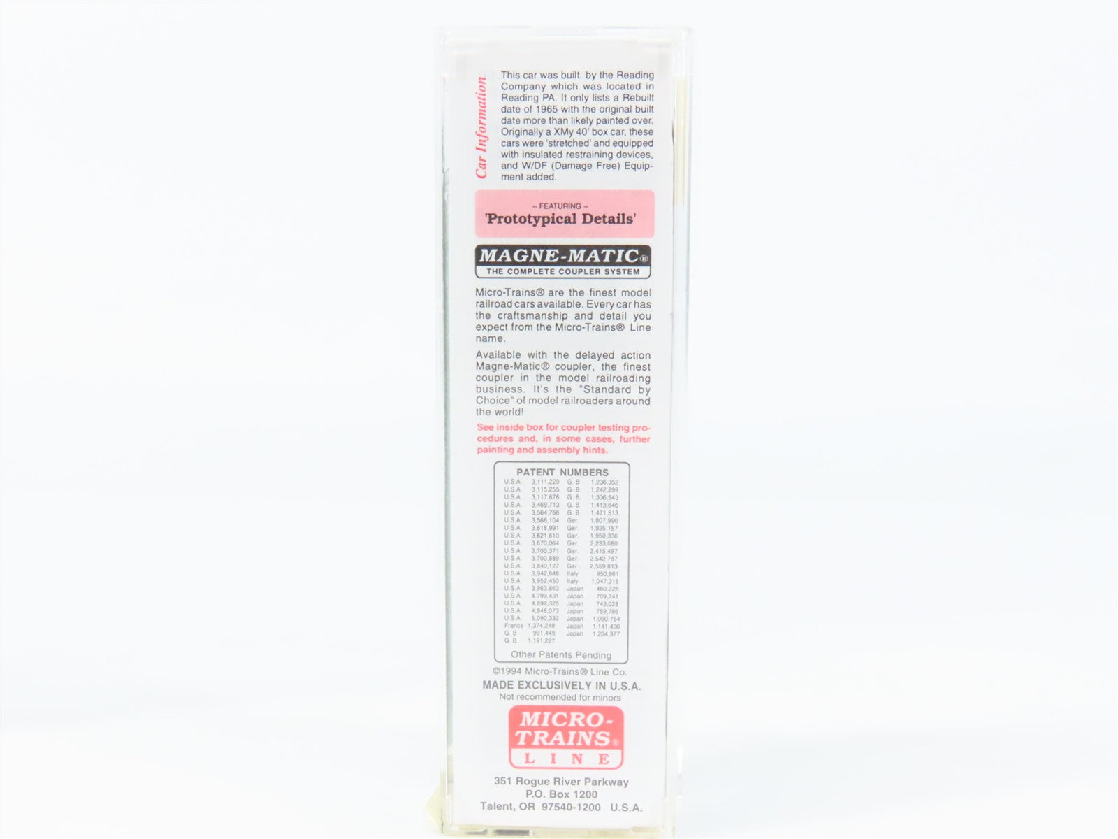 N Scale Micro-Trains MTL 32320 RDG Reading 50' Plug Door Box Car 17059 RTR