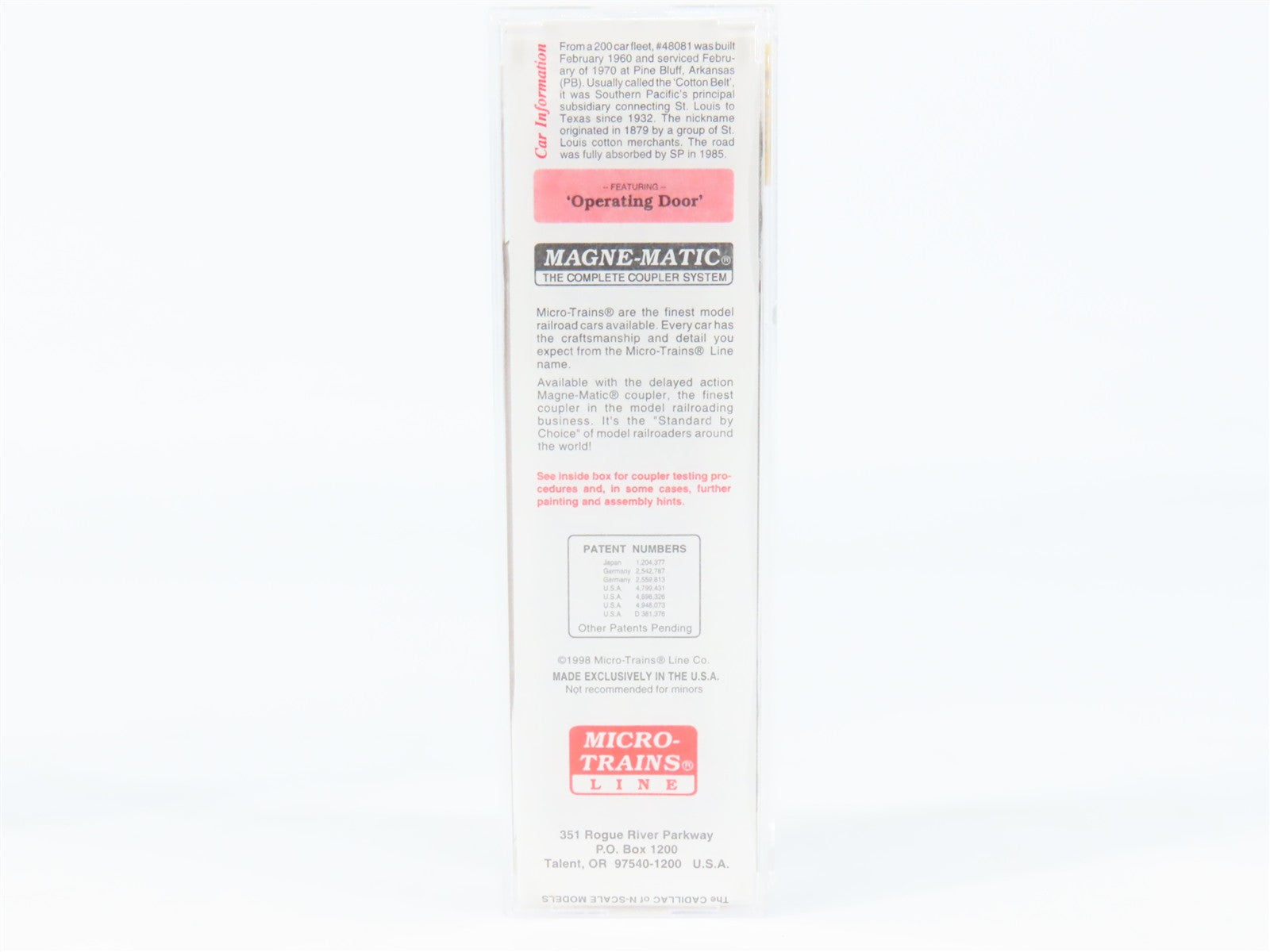 N Scale Micro-Trains MTL 33060 Cotton Belt 50' Plug & Sliding Door Box Car RTR