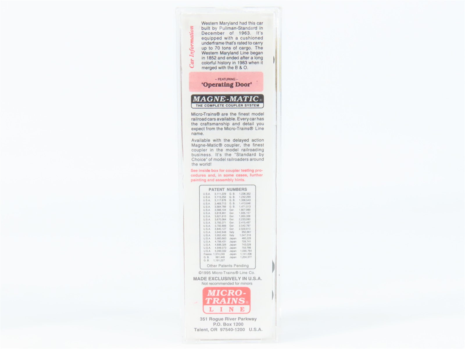 N Scale Micro-Trains MTL 33070 Western Maryland 50' Box Car 34005 RTR