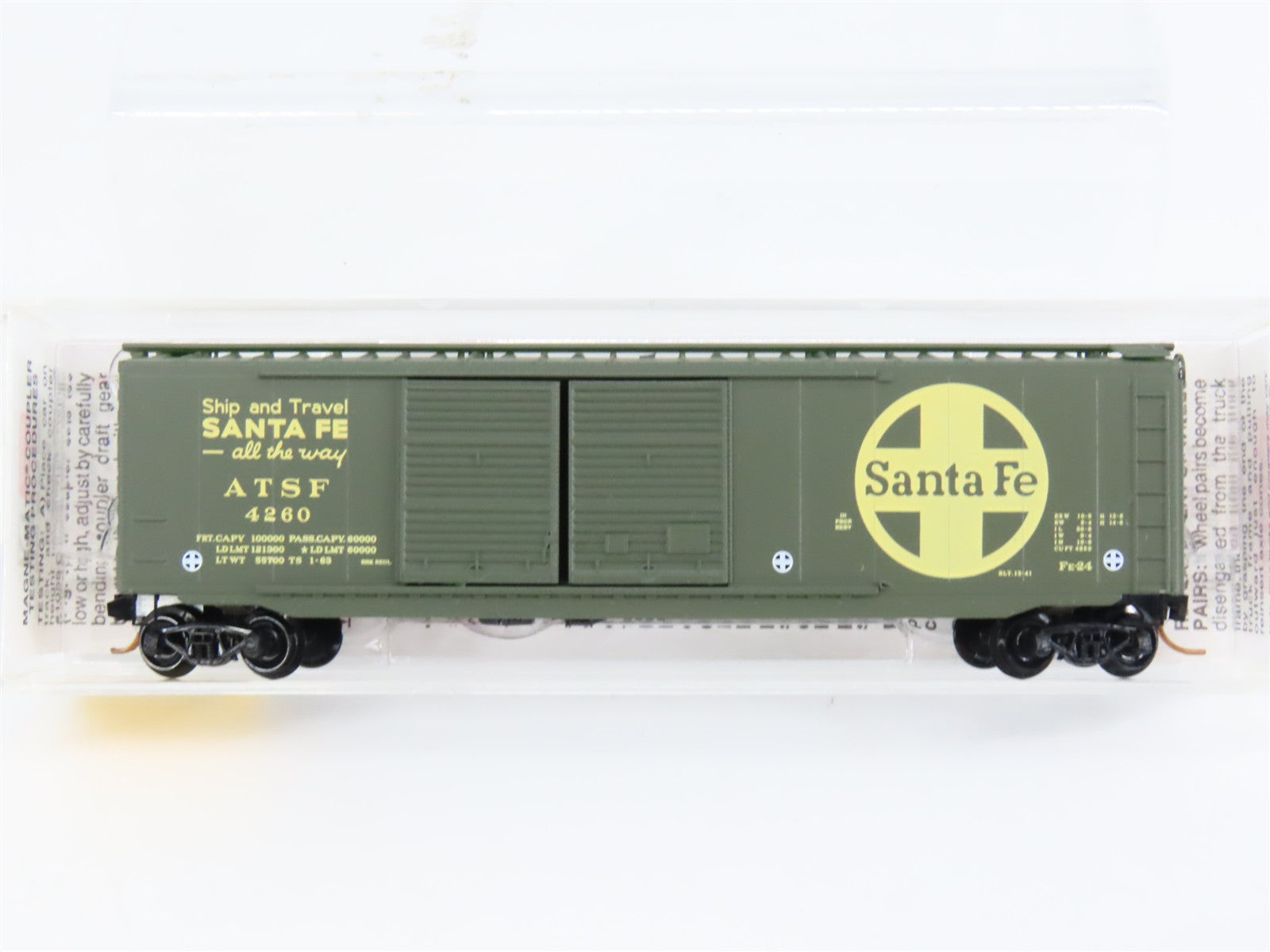 N Scale Micro-Trains MTL 34240 ATSF Santa Fe 50' Double Door Box Car 4260 RTR