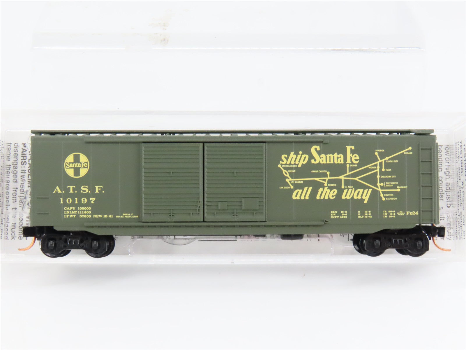 N Scale Micro-Trains MTL 34300 ATSF Santa Fe 50' The Chief West Boxcar 10197 RTR