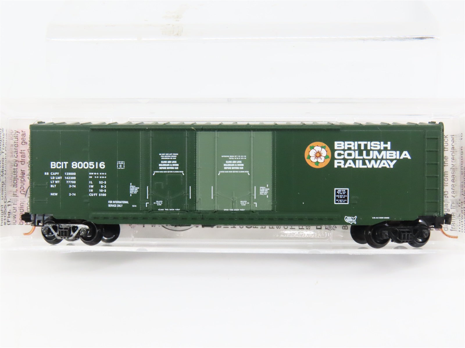 N Scale Micro-Trains MTL 75120 BCIT British Columbia Railway 50' Box Car RTR