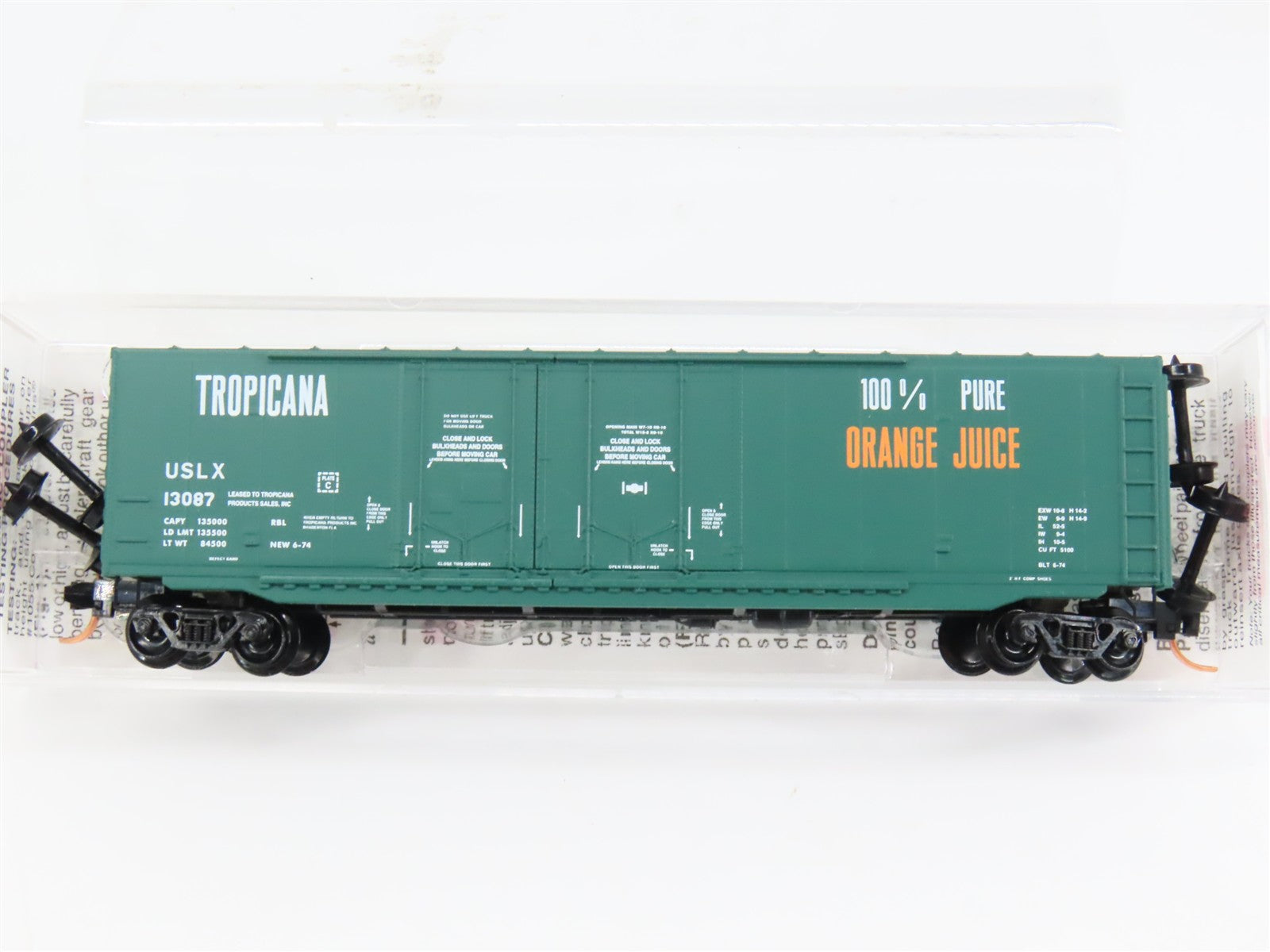 N Scale Micro-Trains MTL 75040 USLX Tropicana 50' Double Plug Door Box Car RTR