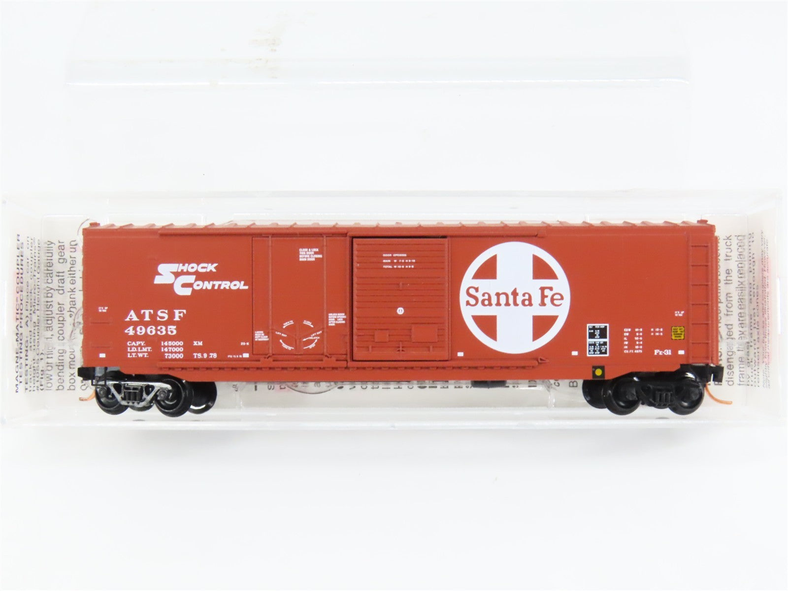 N Scale Micro-Trains MTL 76030 ATSF Santa Fe Shock Control 50' Box Car 49635 RTR