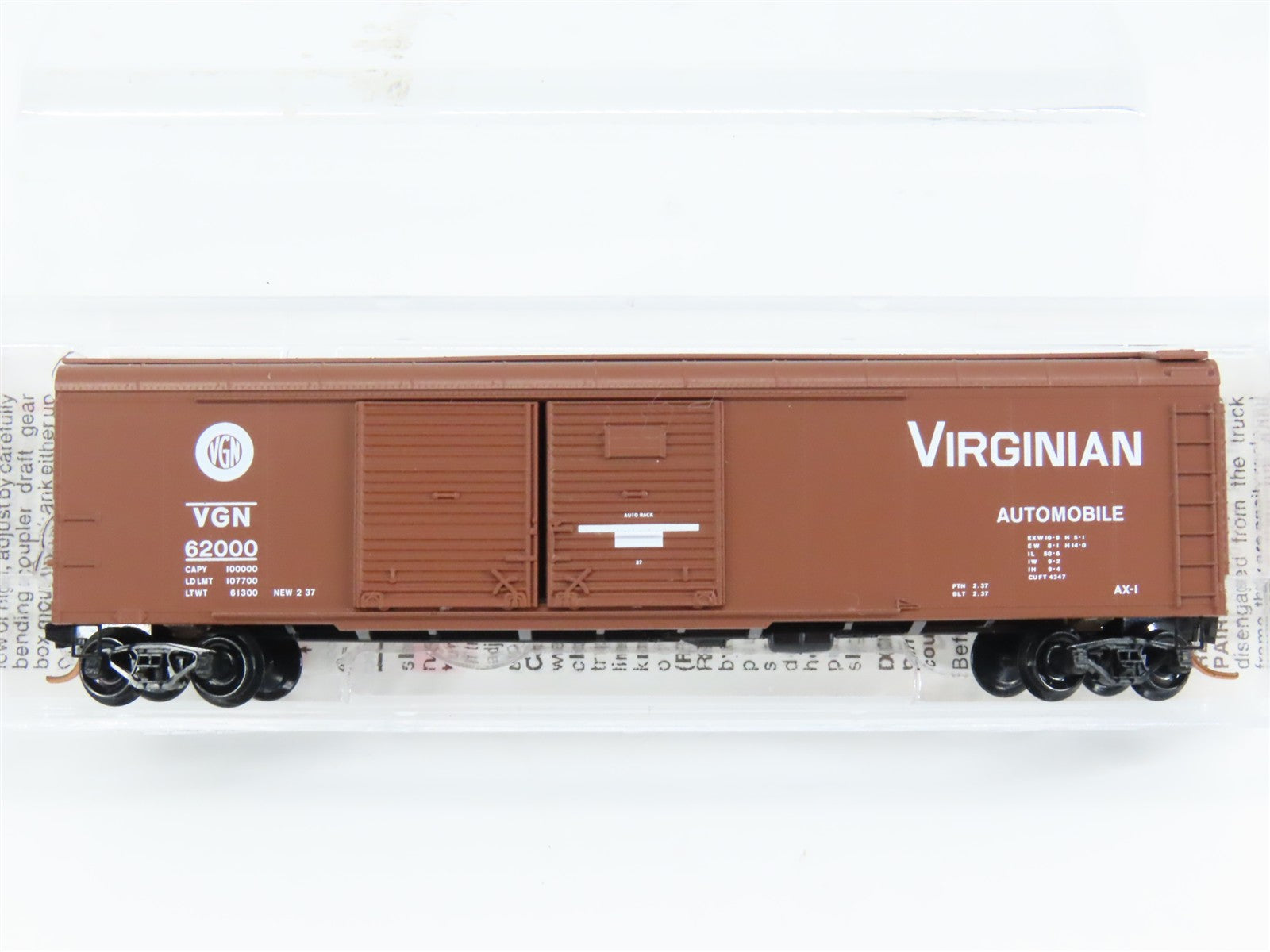 N Scale Micro-Trains MTL 79050 Virginian 50' Wagon Top Double Door Box Car RTR