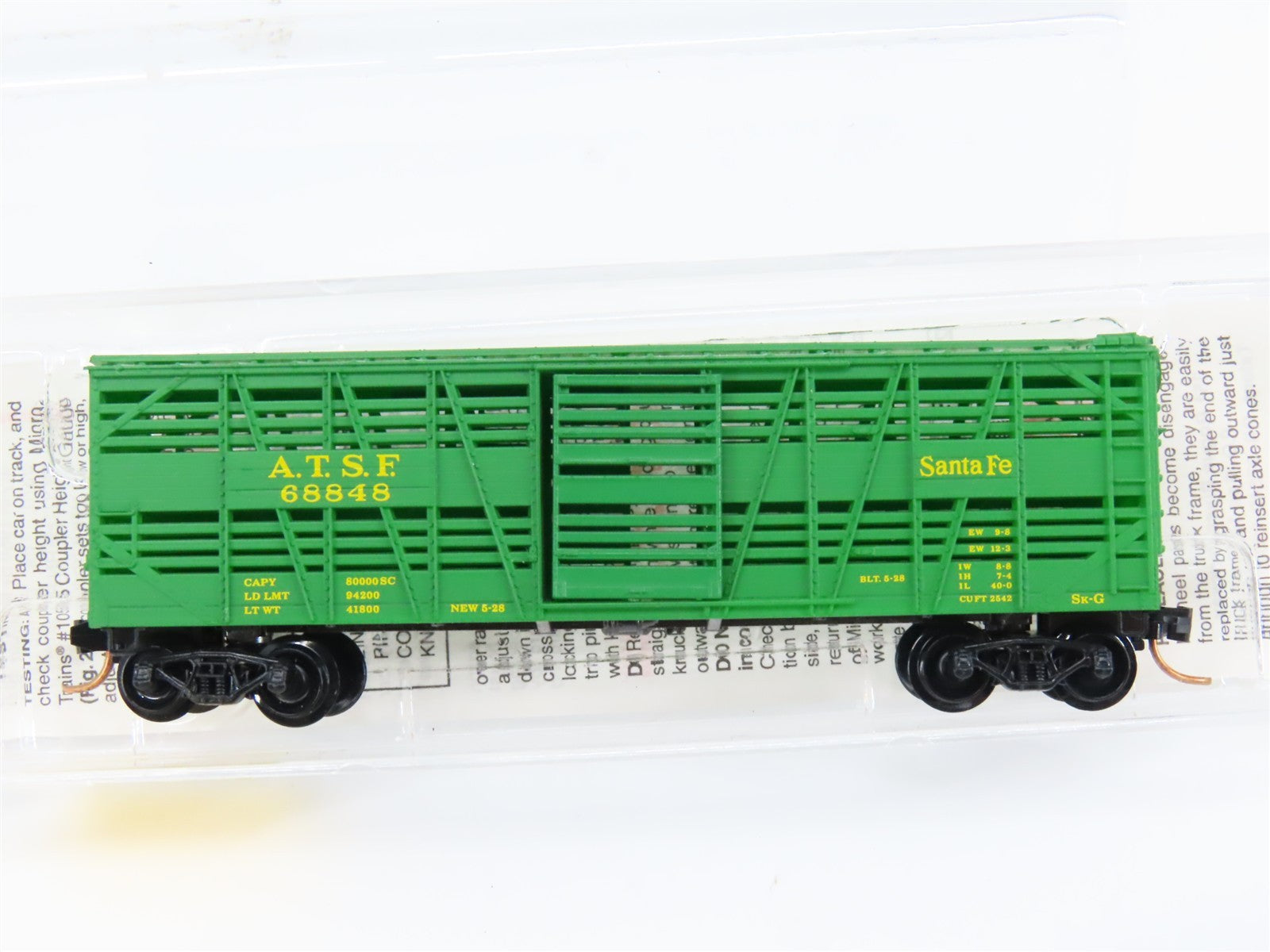 N Scale Micro-Trains MTL 20080 ATSF Santa Fe 40' Stock/Cattle Car 68848 RTR