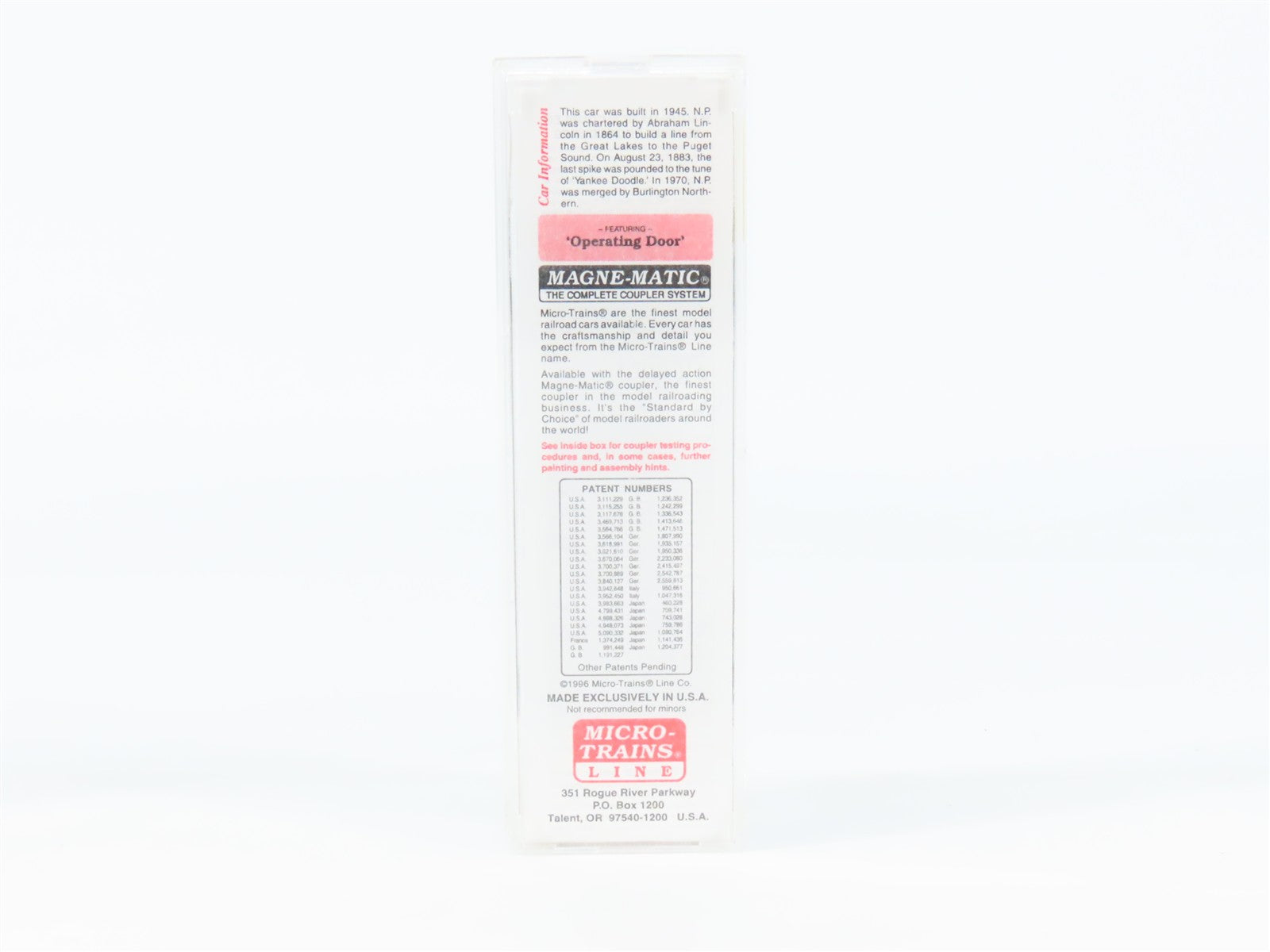 N Scale Micro-Trains MTL 20236 NP Northern Pacific 40' Box Car 1001 RTR