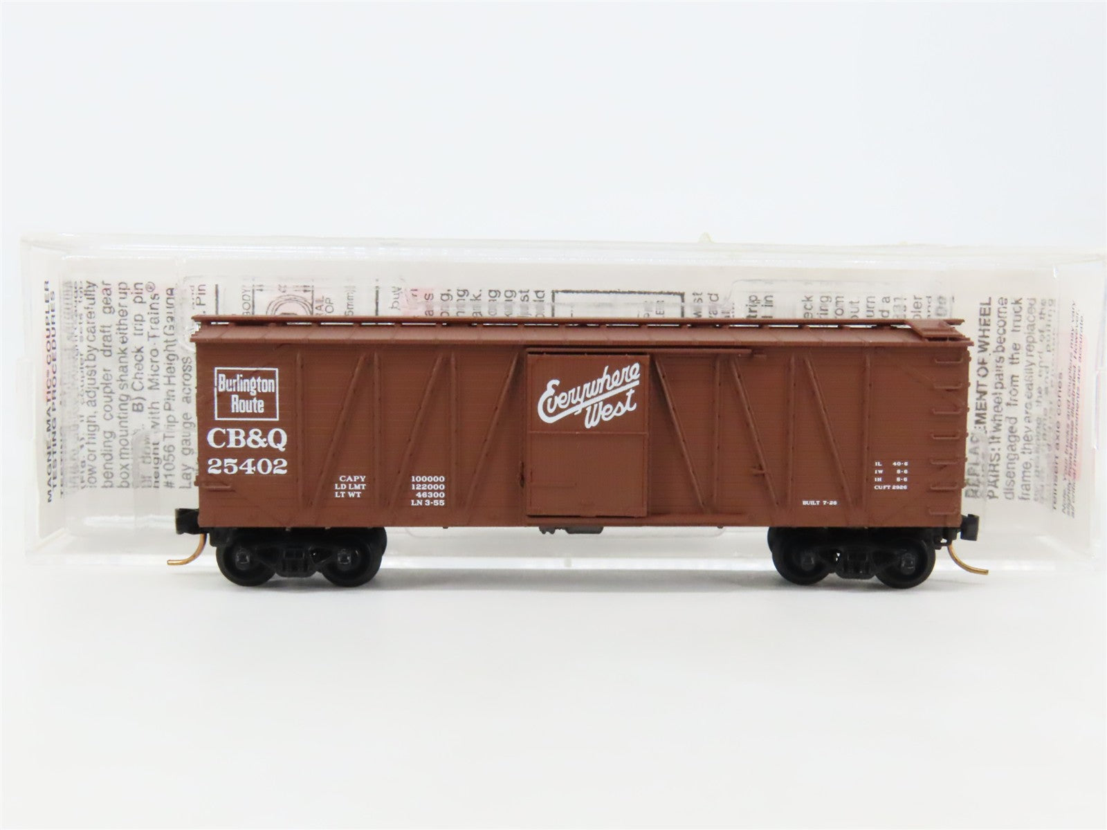 N Scale Micro-Trains MTL 28150 CB&Q Chicago, Burlington & Quincy 40' Box Car RTR