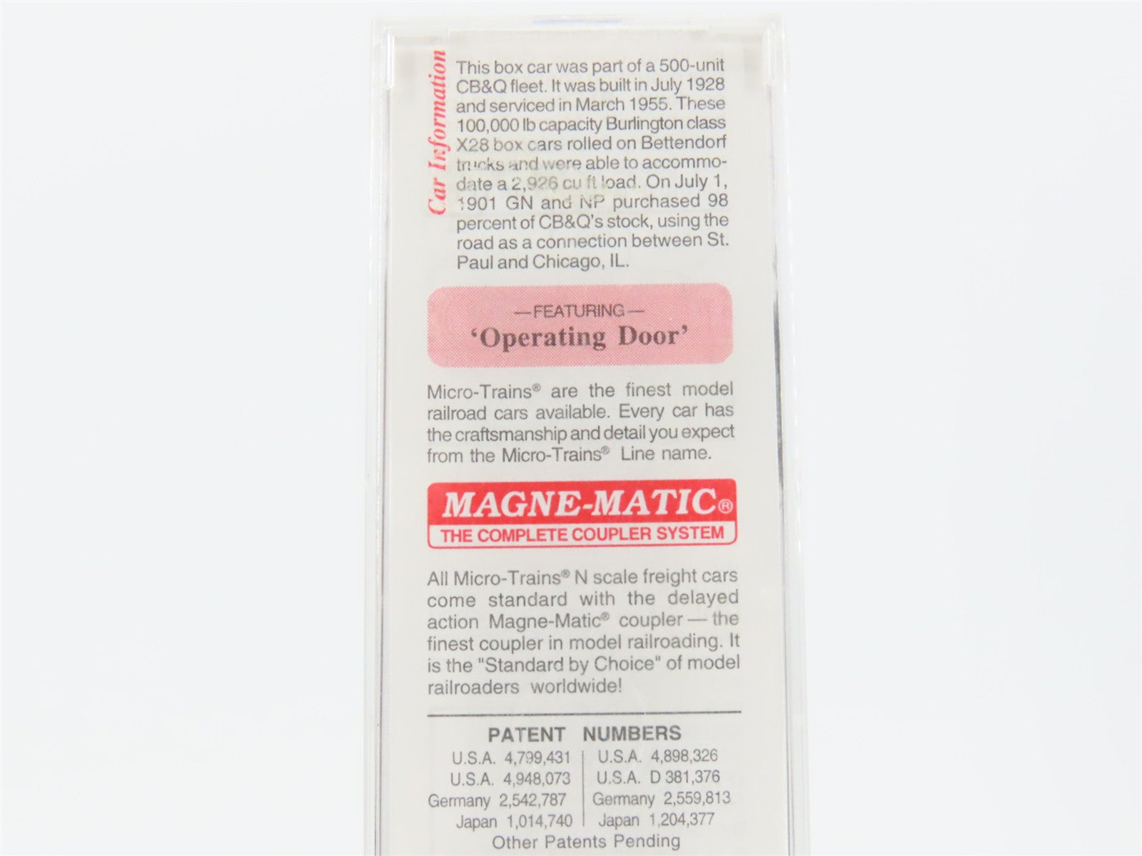 N Scale Micro-Trains MTL 28150 CB&Q Chicago, Burlington & Quincy 40' Box Car RTR
