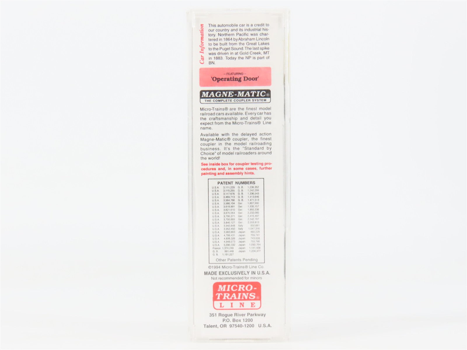 N Scale Micro-Trains MTL 29030 Northern Pacific 40' Outside-Braced Box Car RTR