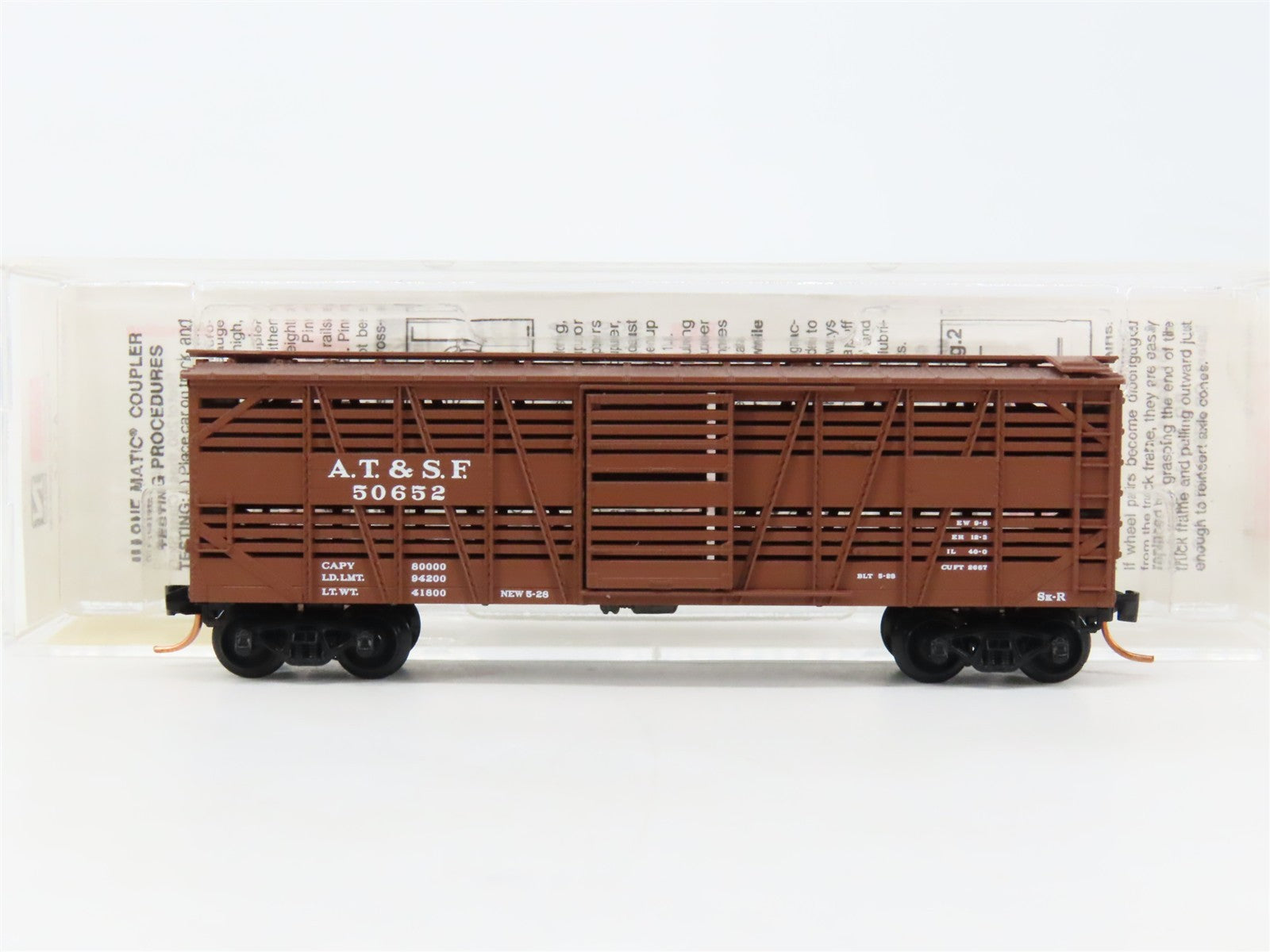 N Scale Micro-Trains MTL 35070 ATSF Santa Fe 40' Stock/Cattle Car 50652 RTR