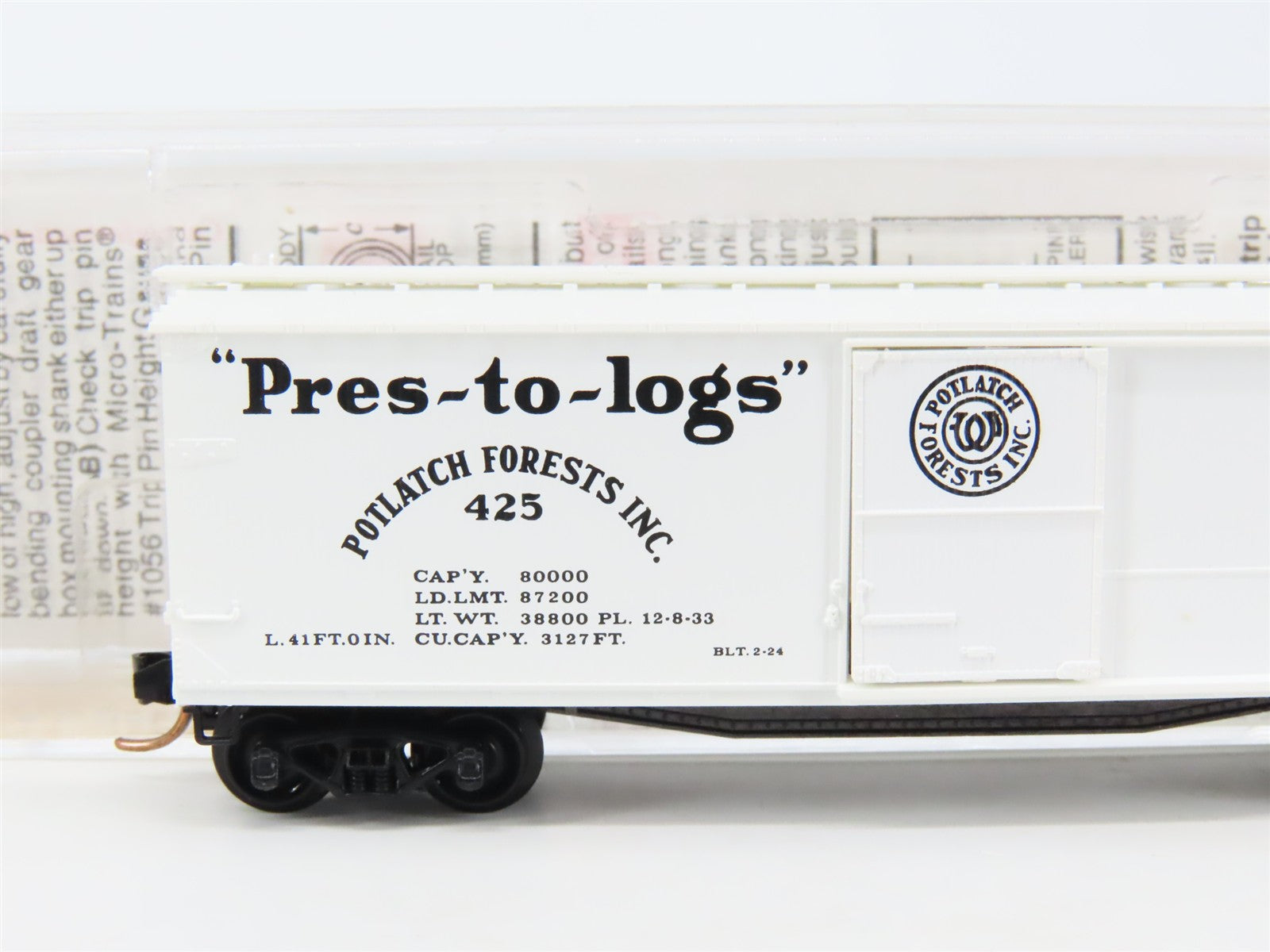 N Scale Micro-Trains MTL 42060 Potlatch Forests, Inc. 40' Box Car 425 RTR