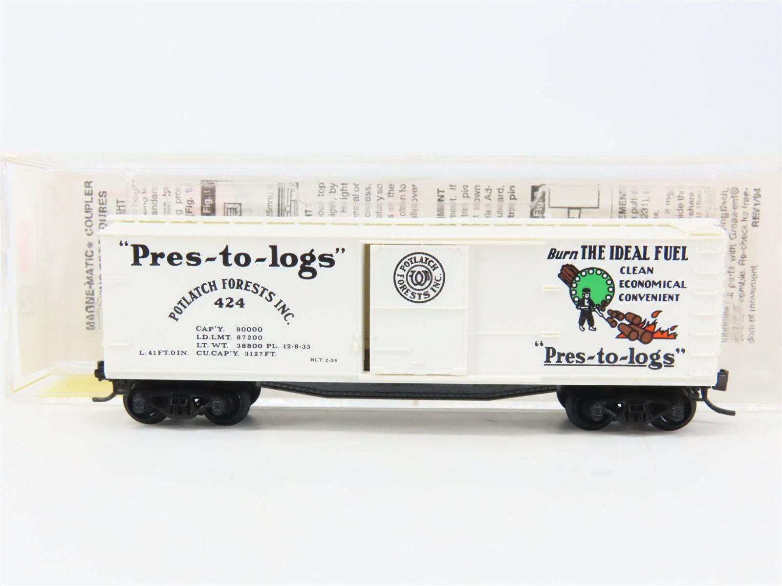 N Scale Micro-Trains MTL 42060 Potlatch Lumber Co. 40' Box Car 424 RTR