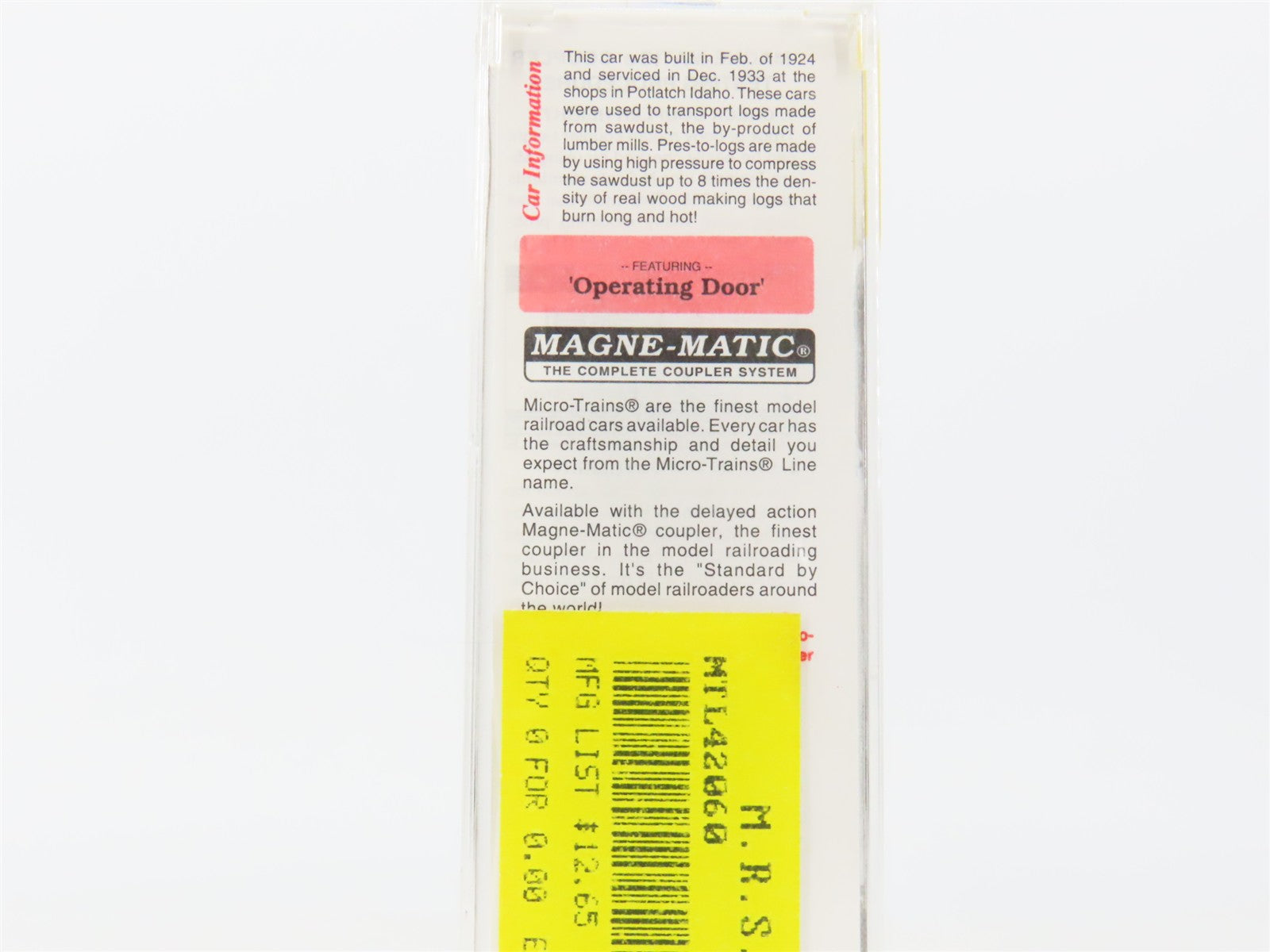 N Scale Micro-Trains MTL 42060 Potlatch Lumber Co. 40' Box Car 424 RTR