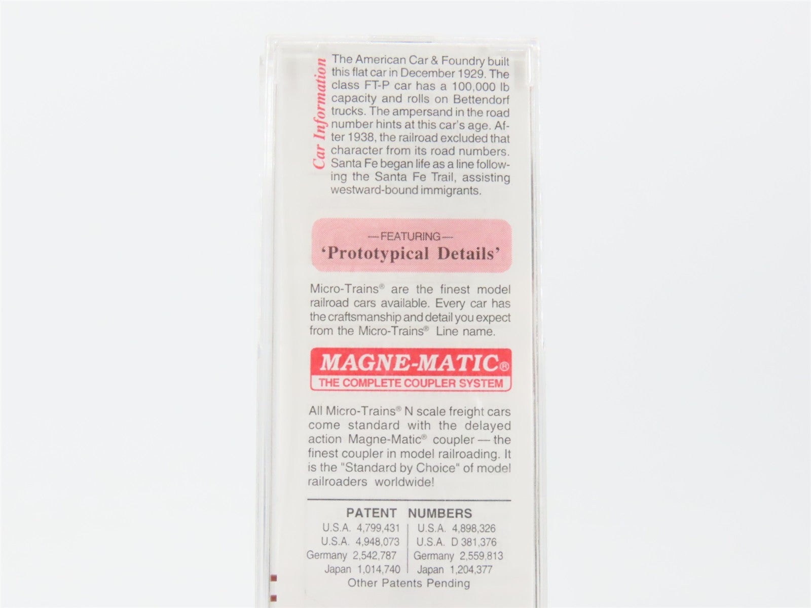 N Scale Micro-Trains MTL 44060 ATSF Santa Fe 50' Straight Side Flat Car #90822