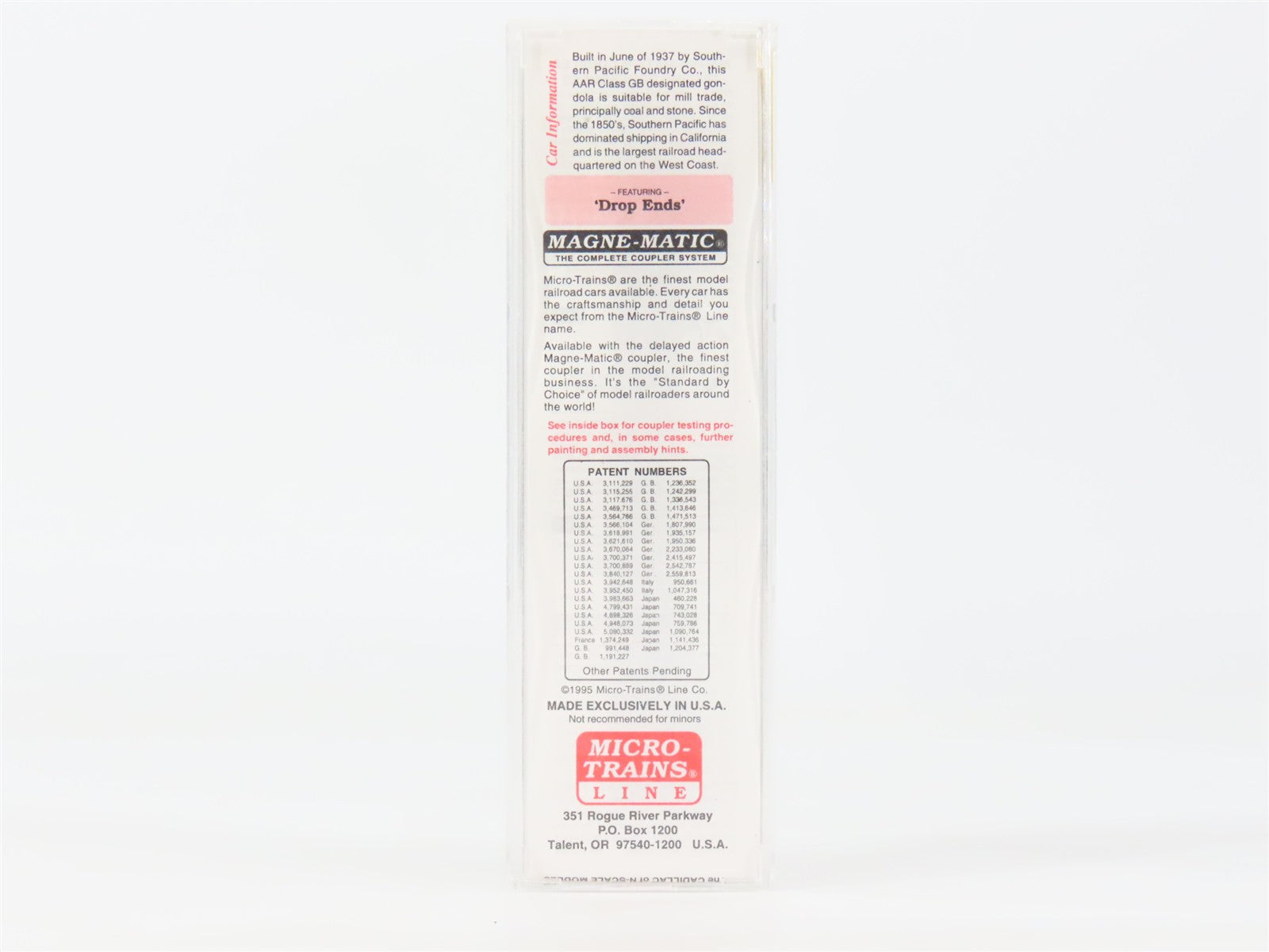 N Scale Micro-Trains MTL 48030 SP Southern Pacific 50' Drop-End Gondola RTR