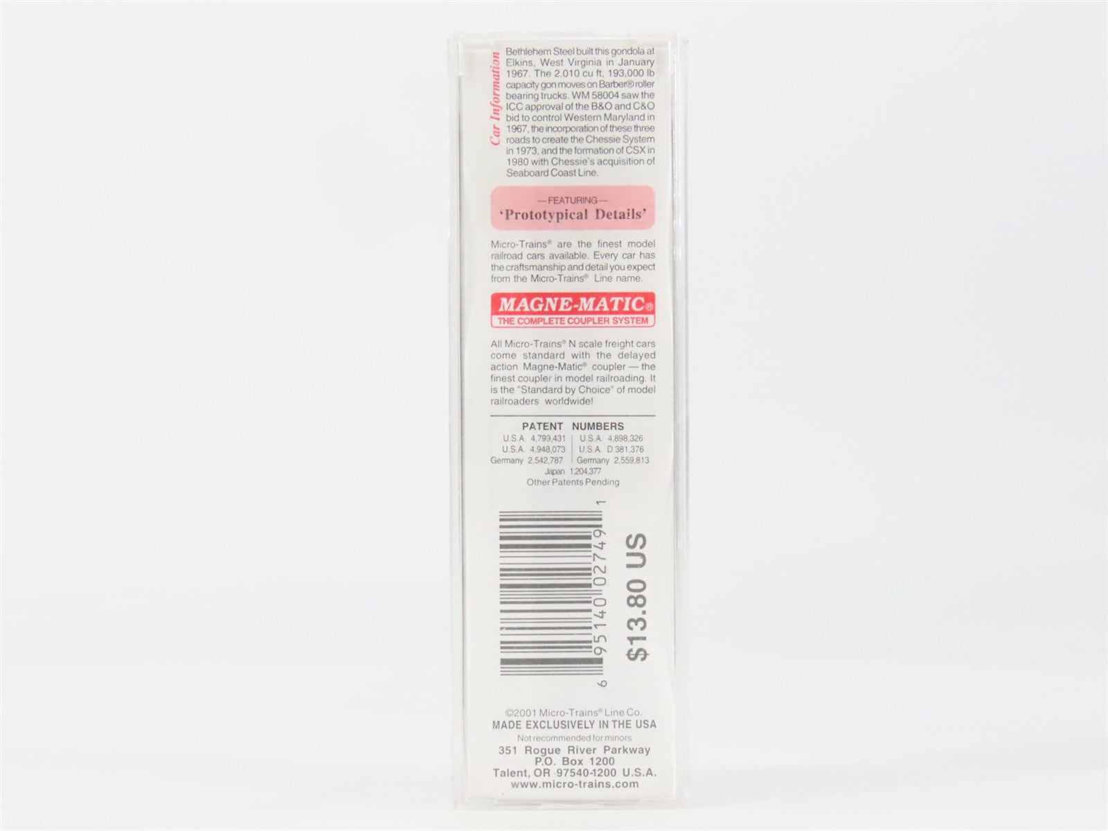N Scale Micro-Trains MTL 105070 WM Western Maryland 50' Gondola 58004 RTR