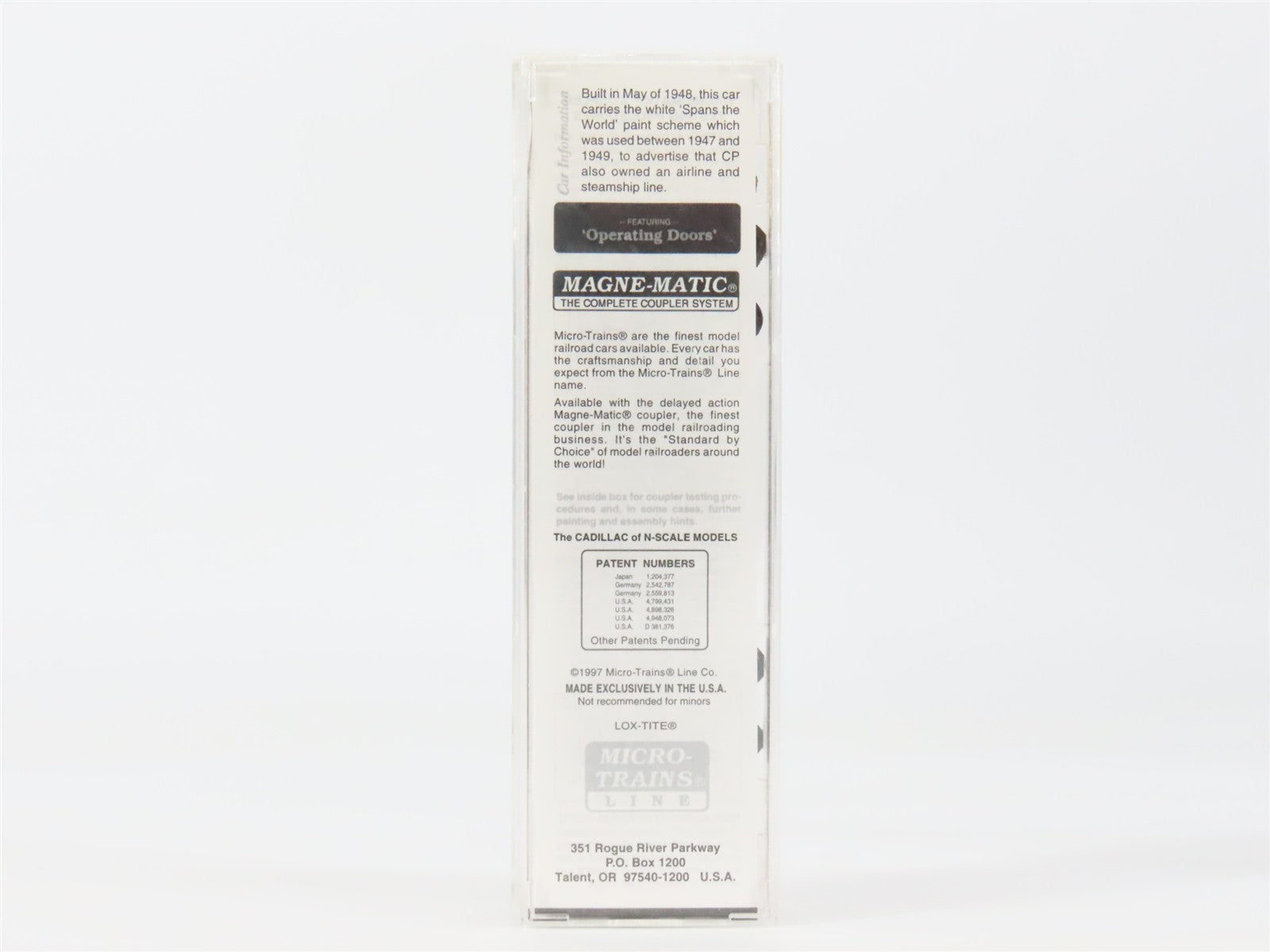N Scale Micro-Trains MTL 23140 C.P. Canadian Pacific 40' Box Car 290262 RTR