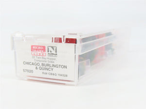 N Scale Micro-Trains MTL 57020 Chicago, Burlington & Quincy 33' 2-Bay Hopper RTR