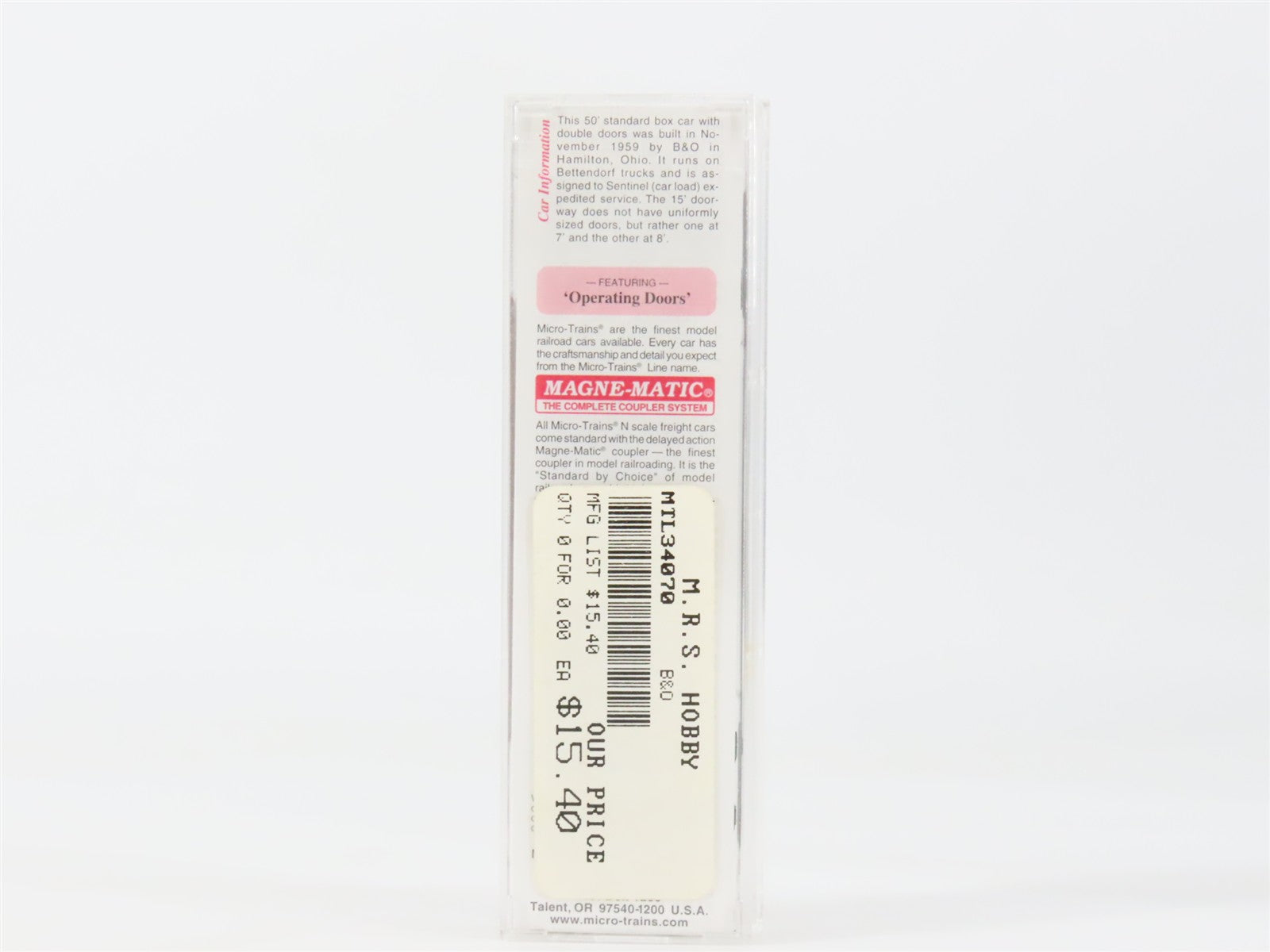 N Scale Micro-Trains MTL 34070 B&O Baltimore & Ohio 50' Box Car 471415 RTR
